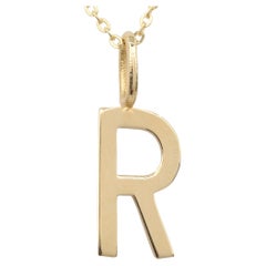 14k Gold Necklaces, Letter Necklace Models, Letter R Gold Necklace-Gift Necklace