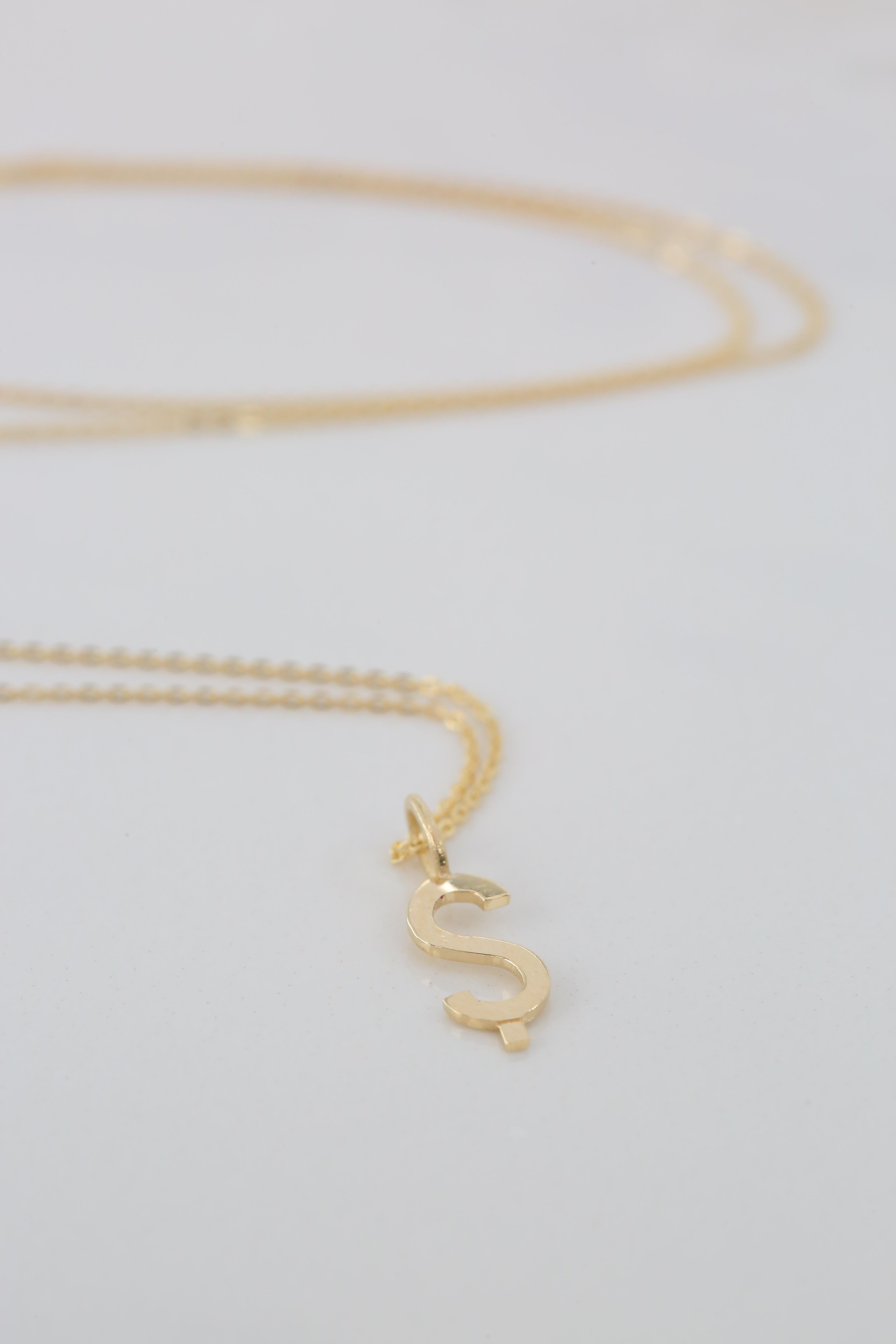 14k Gold Necklaces, Letter Necklace Models, Letter Ş Gold Necklace-Gift Necklace In New Condition For Sale In ISTANBUL, TR