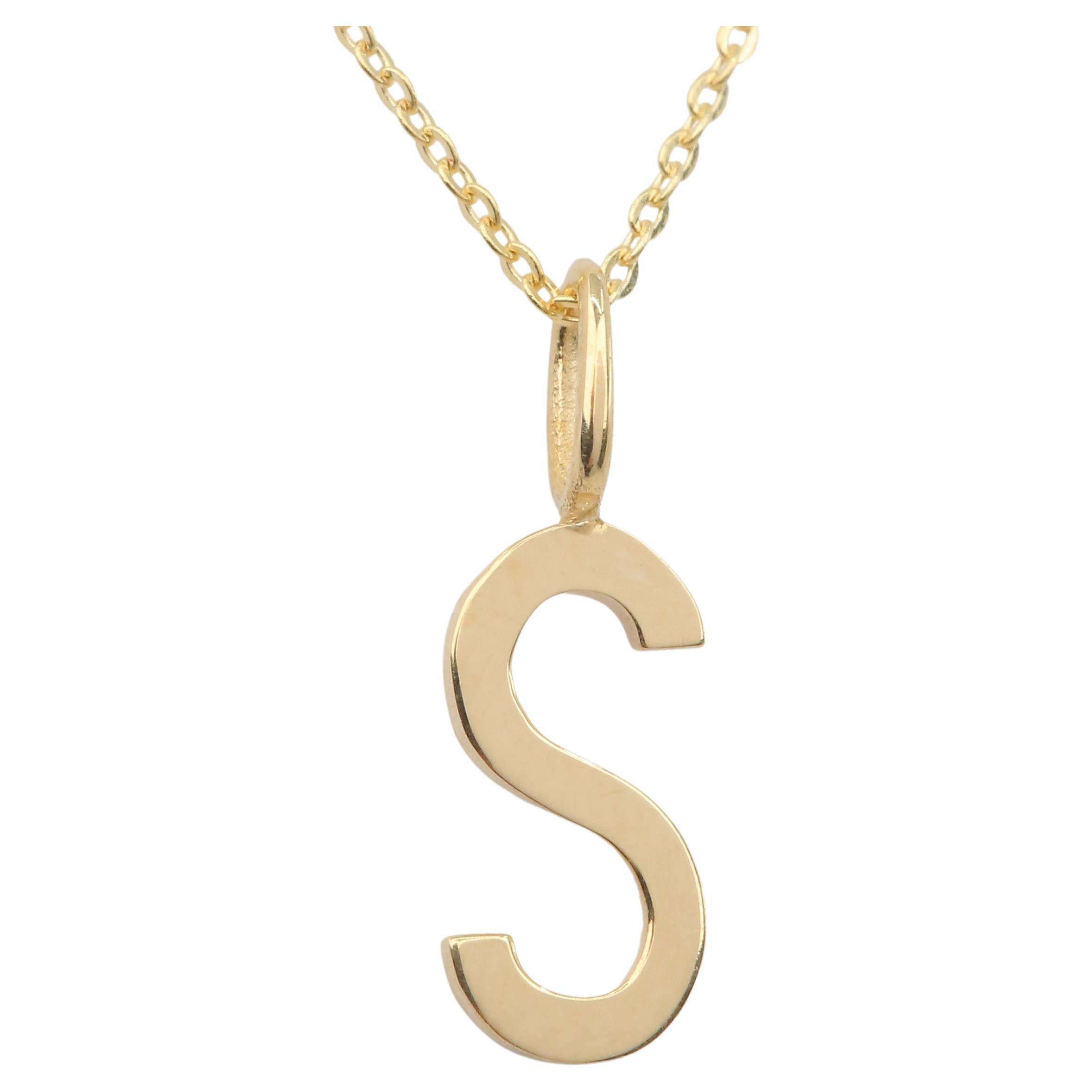 14k Gold Necklaces, Letter Necklace Models, Letter S Gold Necklace-Gift Necklace For Sale