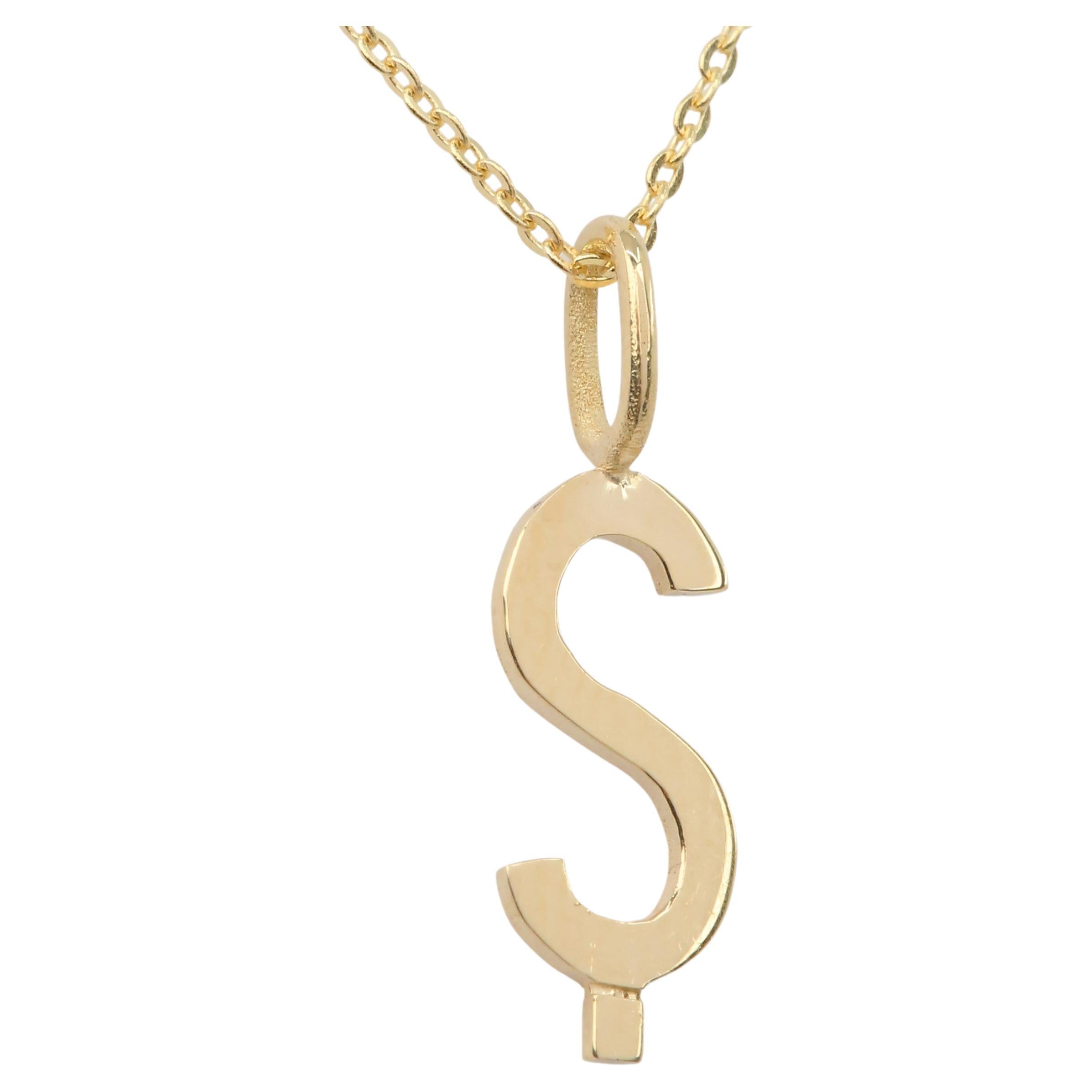14k Gold Halsketten, Buchstaben-Halskette Modelle, Buchstabe Ş Gold Halskette-Geschenk-Halskette im Angebot