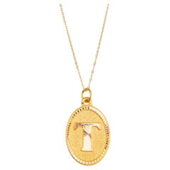 14k Gold Necklaces, Letter Necklace Models, Letter T Gold Necklace-Gift Necklace