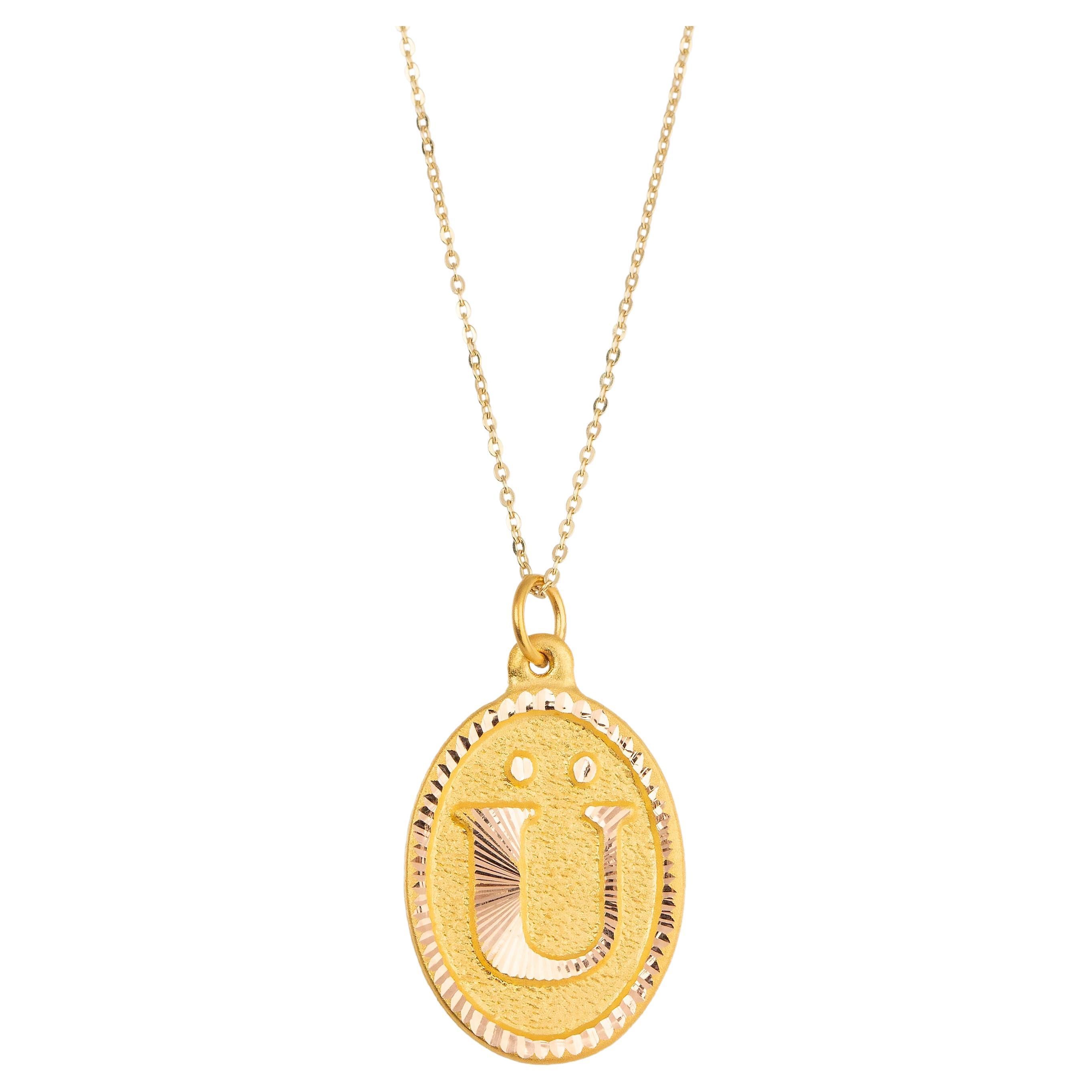 14k Gold Necklaces, Letter Necklace Models, Letter T Gold Necklace-Gift Necklace For Sale