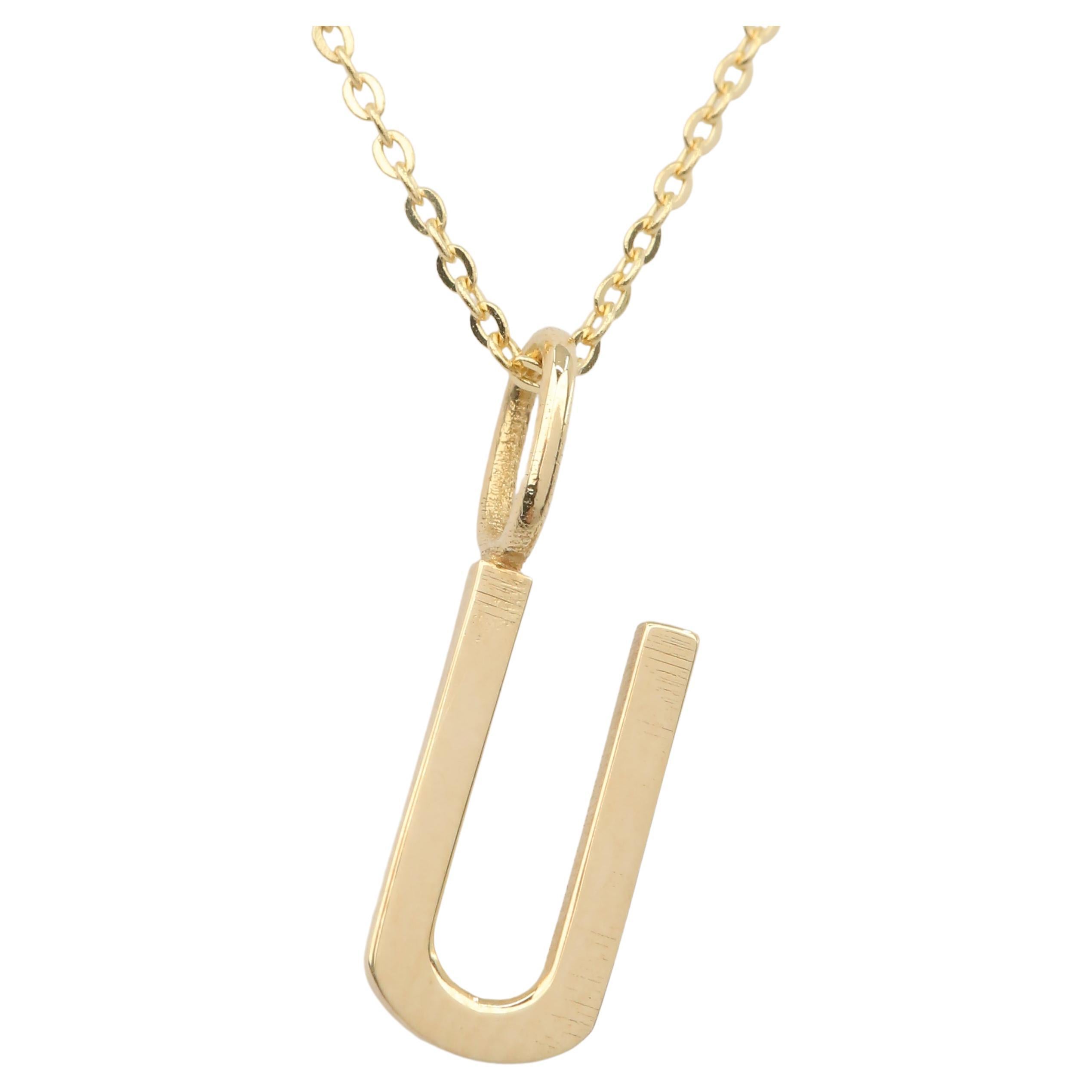 14k Gold Necklaces, Letter Necklace Models, Letter U Gold Necklace-Gift Necklace