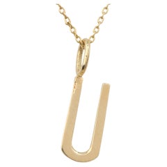 14k Gold Necklaces, Letter Necklace Models, Letter Ü Gold Necklace-Gift Necklace