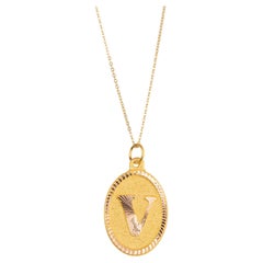 14k Gold Necklaces, Letter Necklace Models, Letter V Gold Necklace-Gift Necklace