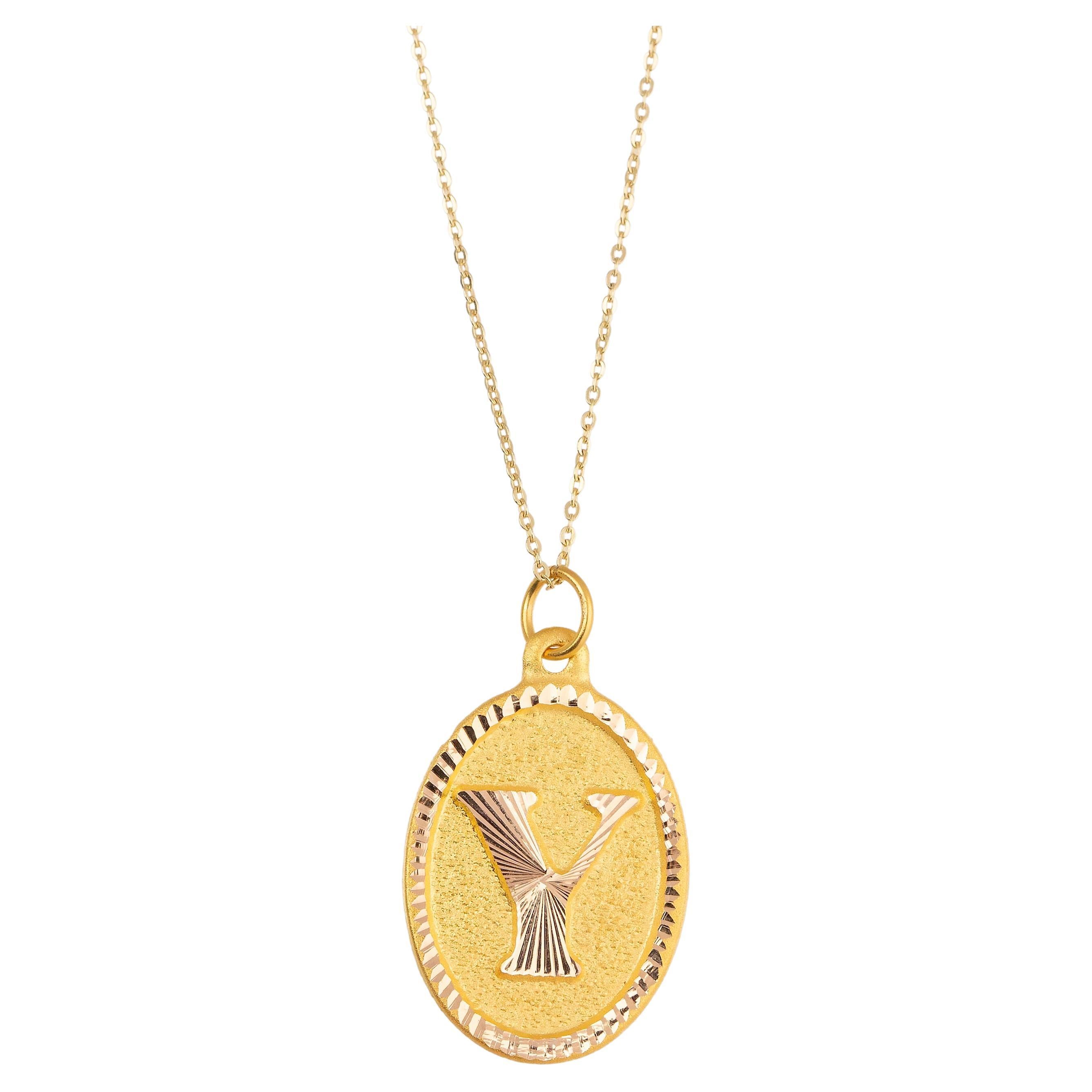 14k Gold Halsketten, Buchstaben Halskette Modelle, Buchstabe Y Gold Halskette-Gift Halskette im Angebot