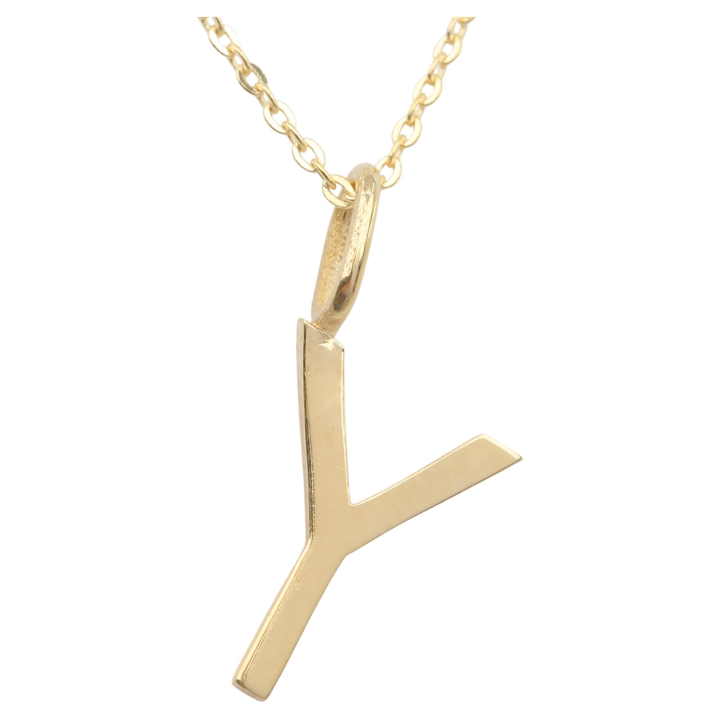 14k Gold Necklaces, Letter Necklace Models, Letter Y Gold Necklace-Gift Necklace For Sale