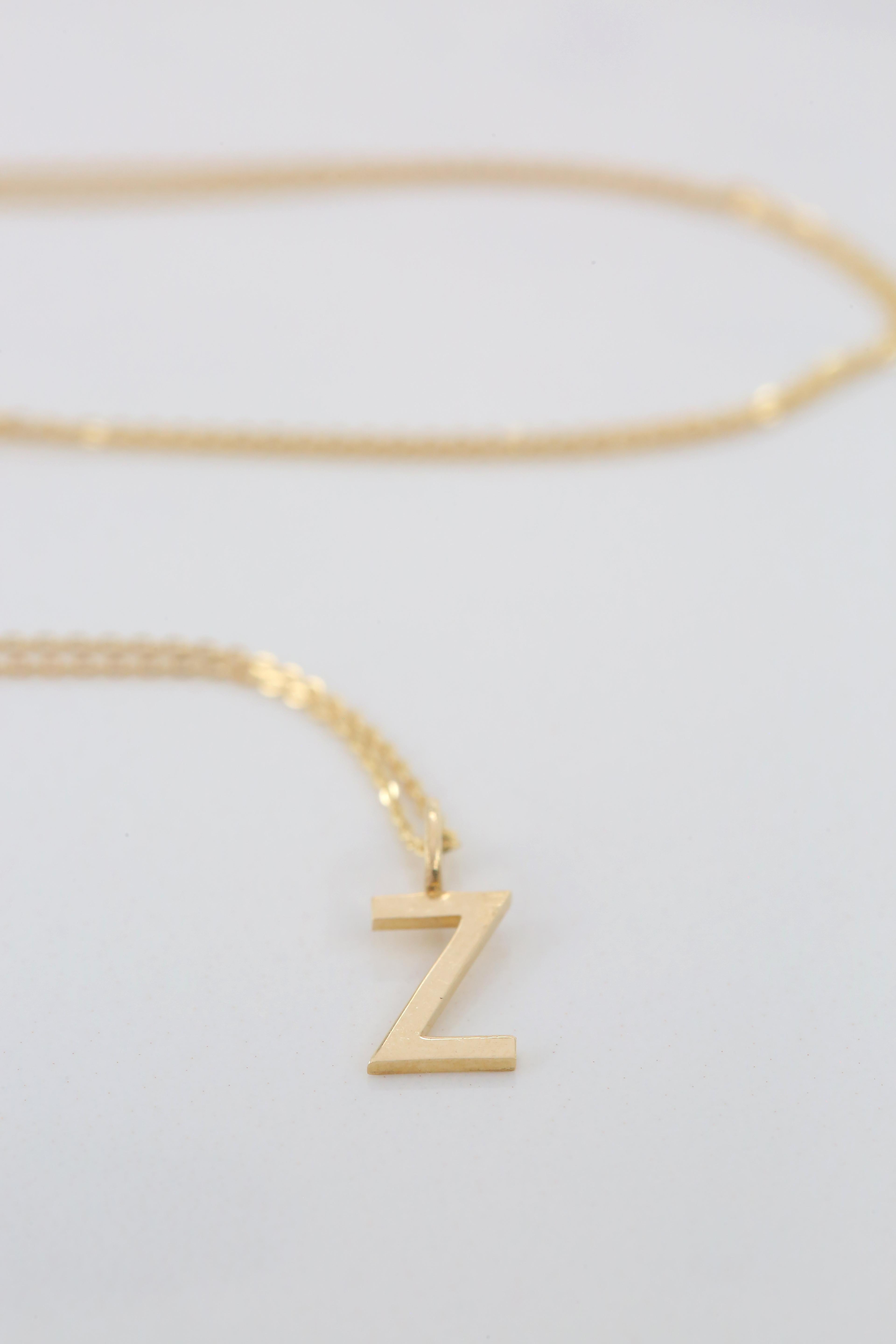 14k Gold Necklaces, Letter Necklace Models, Letter Z Gold Necklace-Gift Necklace In New Condition For Sale In ISTANBUL, TR