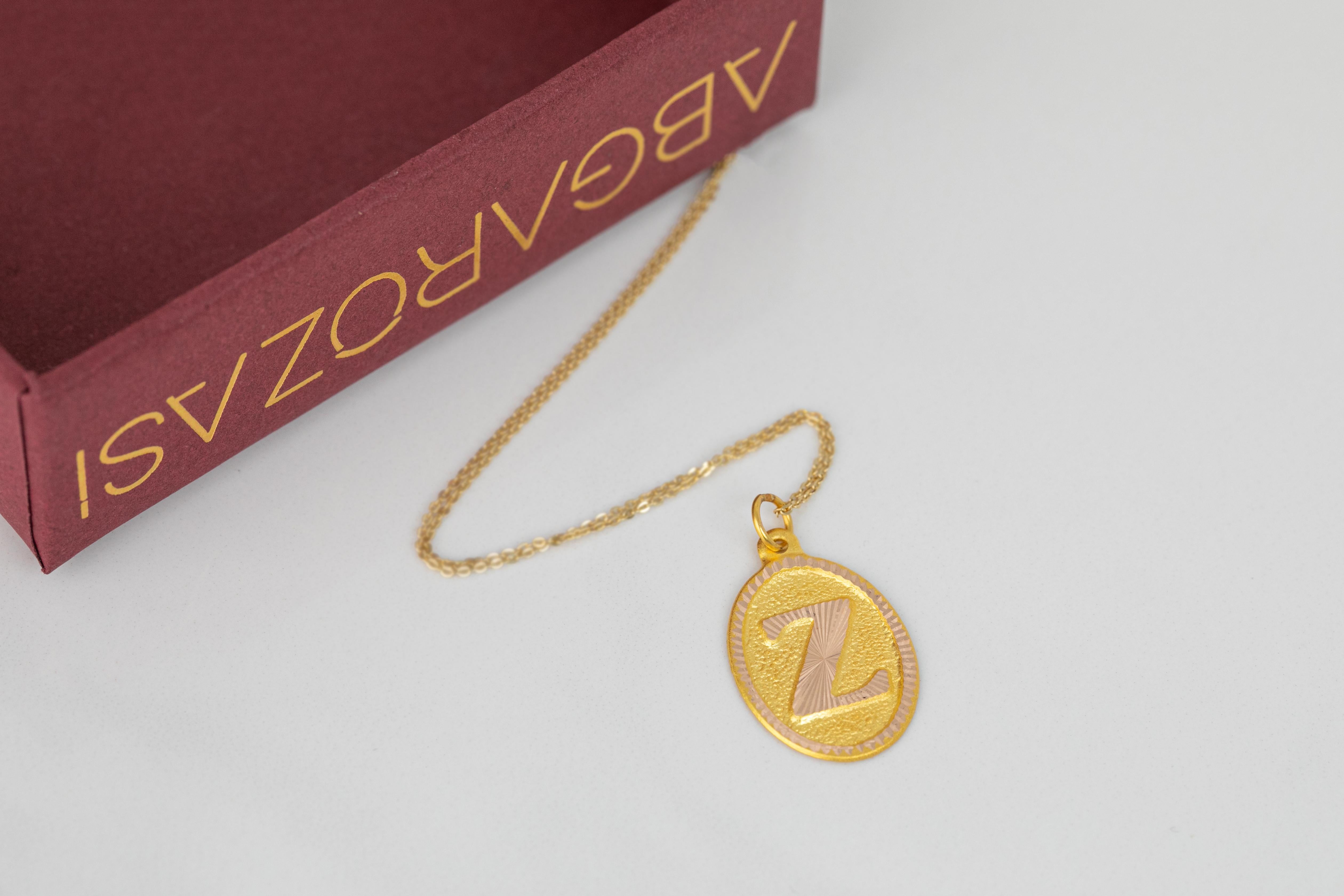 14k Gold Necklaces, Letter Necklace Models, Letter Z Gold Necklace-Gift Necklace For Sale 1