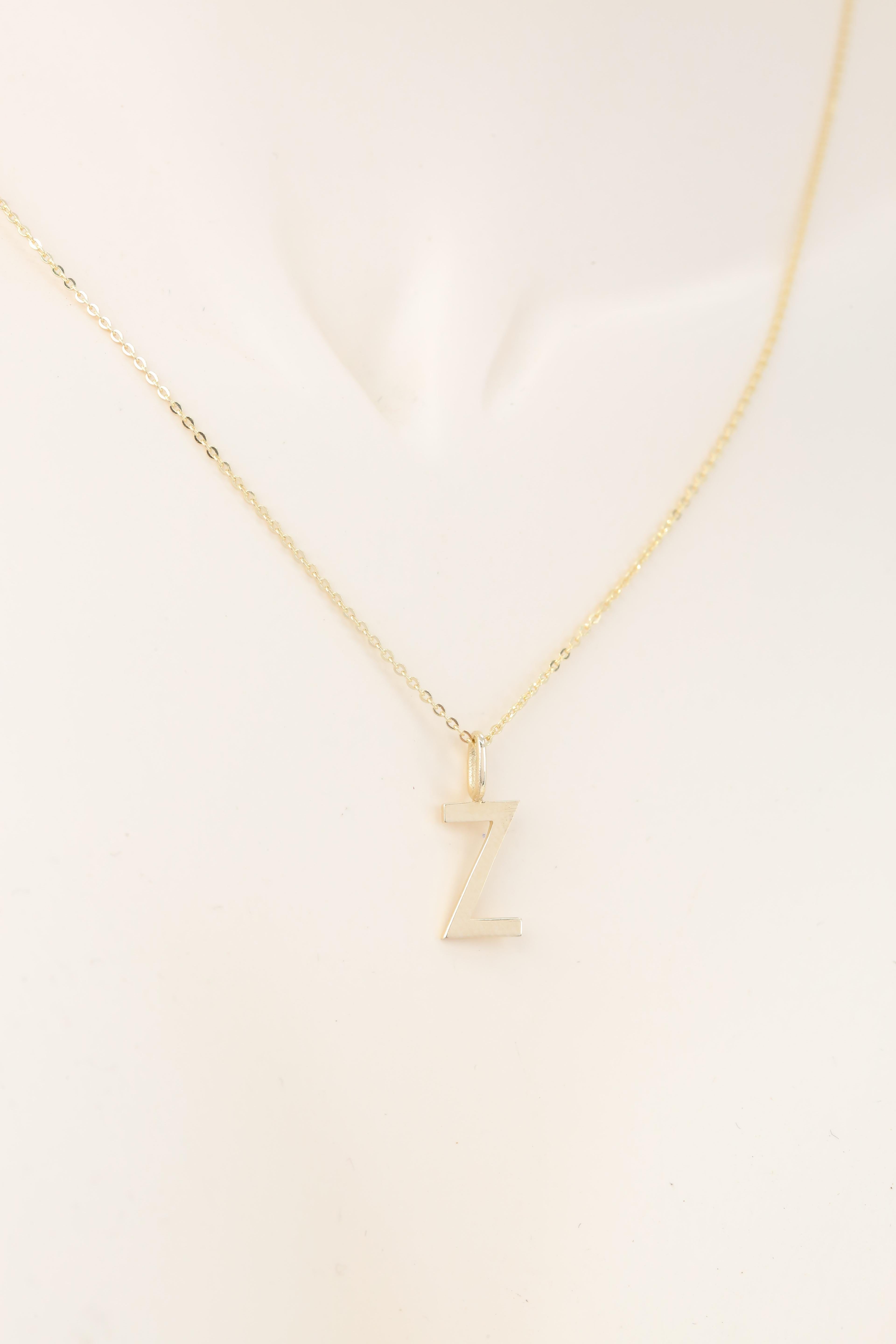 14k Gold Necklaces, Letter Necklace Models, Letter Z Gold Necklace-Gift Necklace For Sale 1