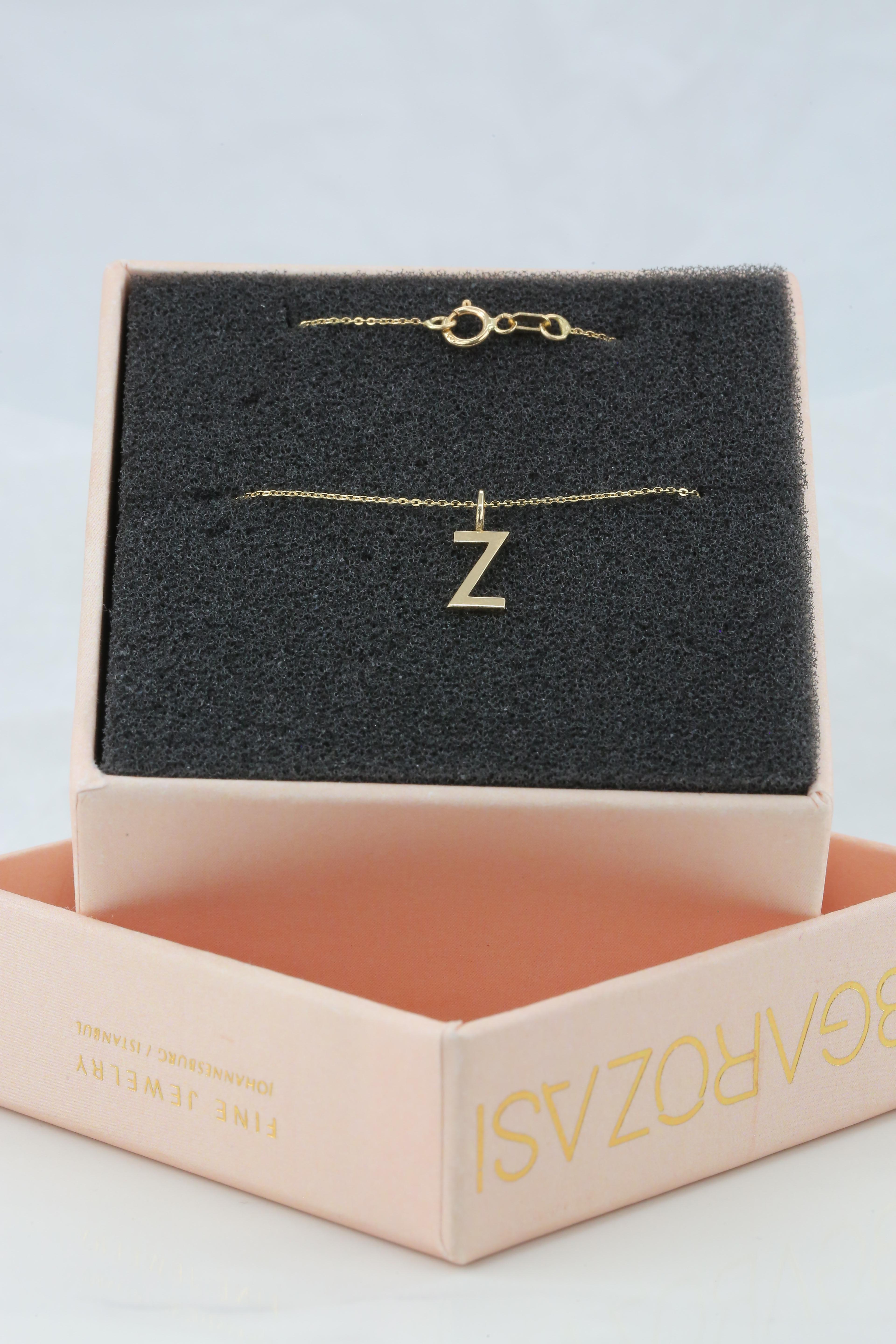 14k Gold Necklaces, Letter Necklace Models, Letter Z Gold Necklace-Gift Necklace For Sale 2