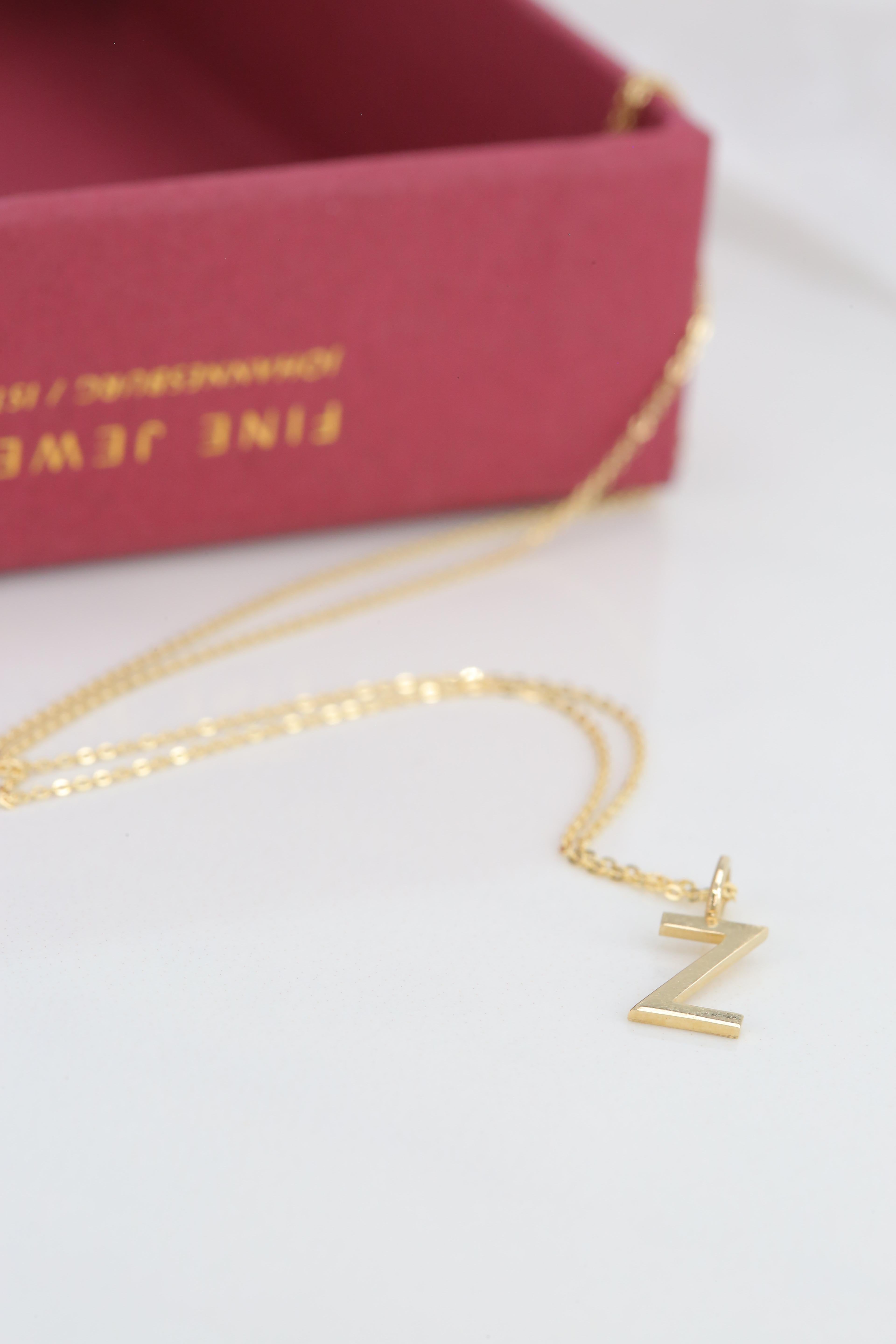 14k Gold Necklaces, Letter Necklace Models, Letter Z Gold Necklace-Gift Necklace For Sale 4