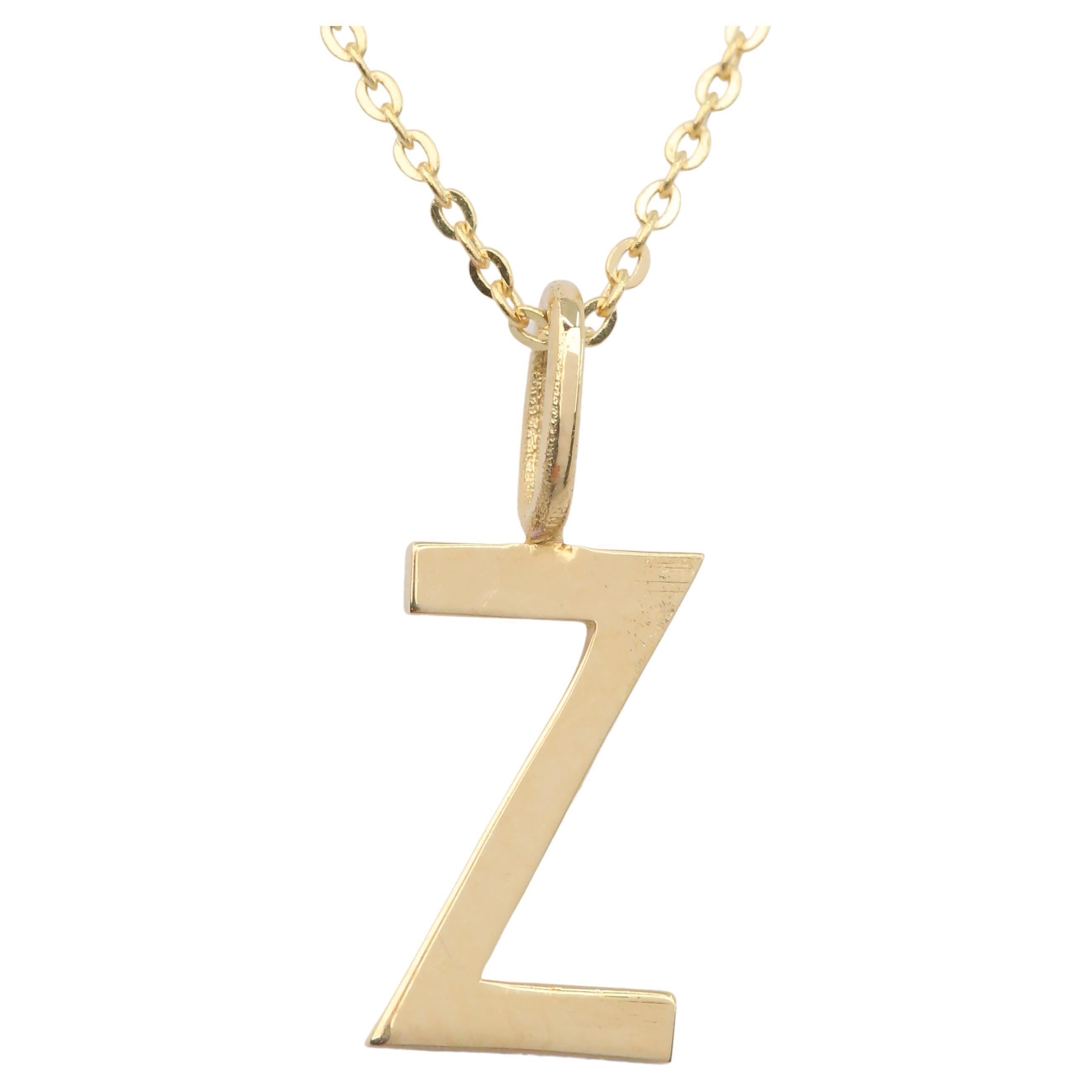 14k Gold Halsketten, Buchstaben Halskette Modelle, Buchstabe Z Gold Halskette-Gift Halskette im Angebot