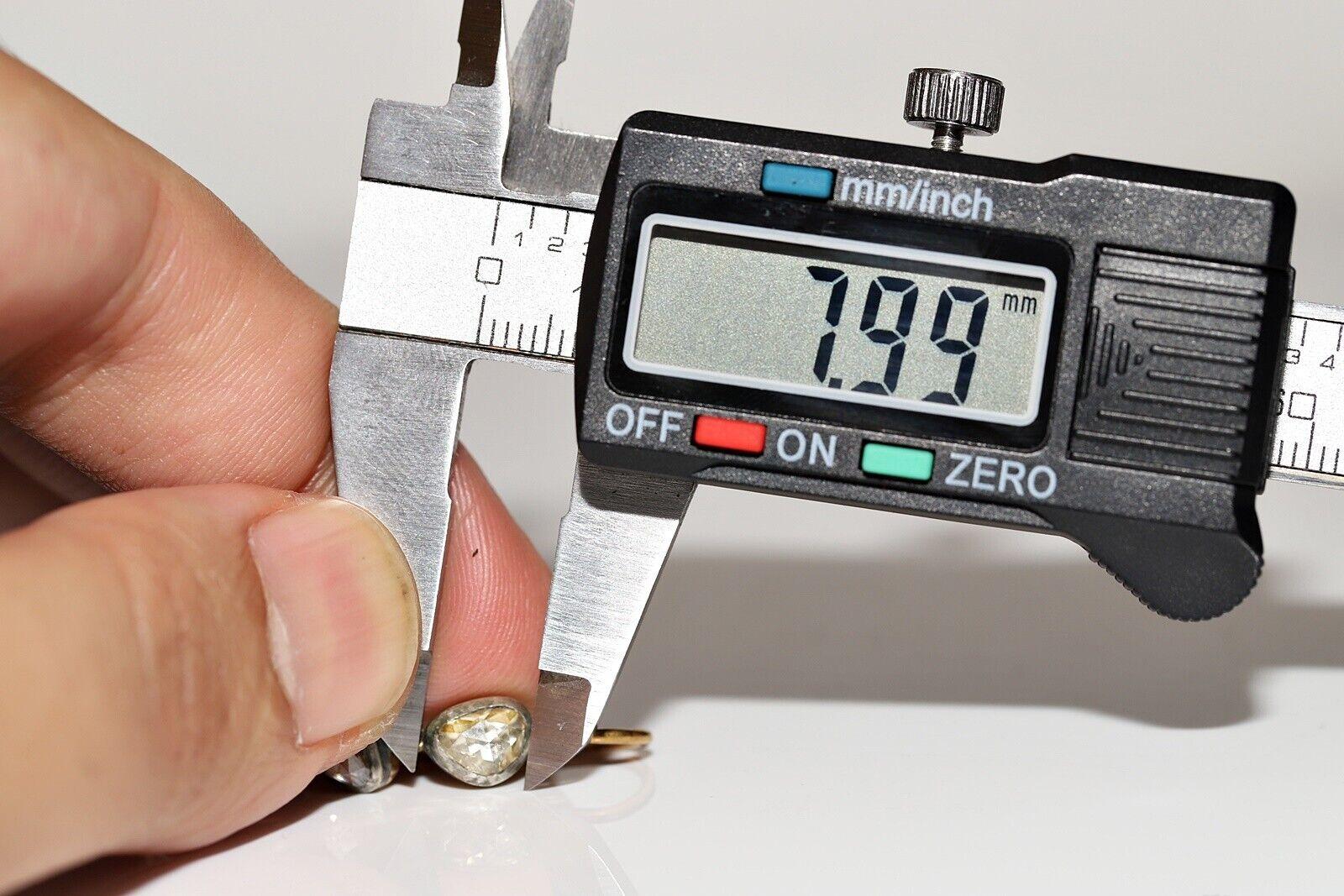 Pendiente de oro de 14 quilates con diamante natural talla rosa y perla decorado, hecho a mano en venta 5