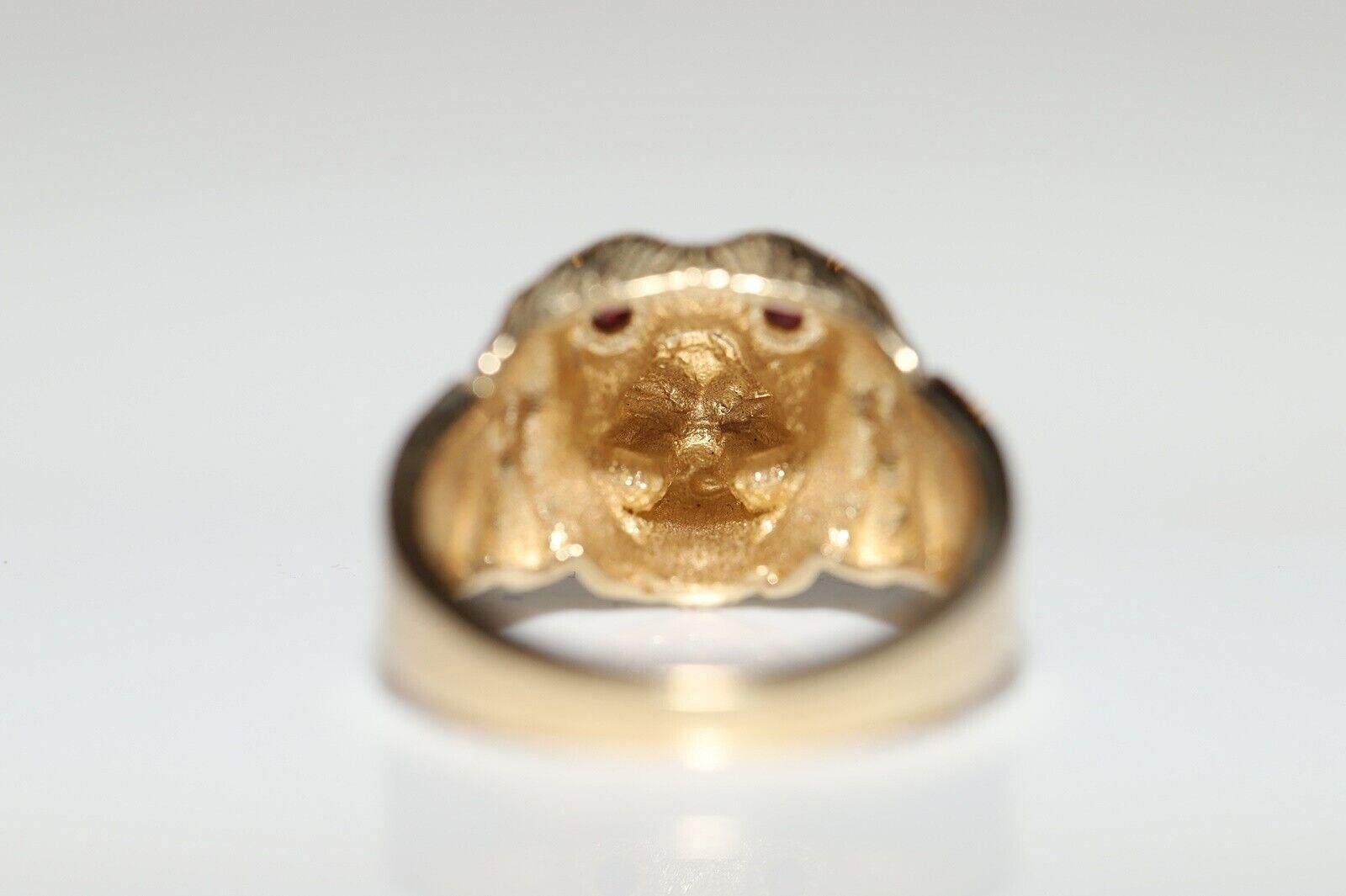 14k Gold New Made natürlichen Cabochon Cut Ruby dekoriert Hund Stil Ring  im Angebot 5