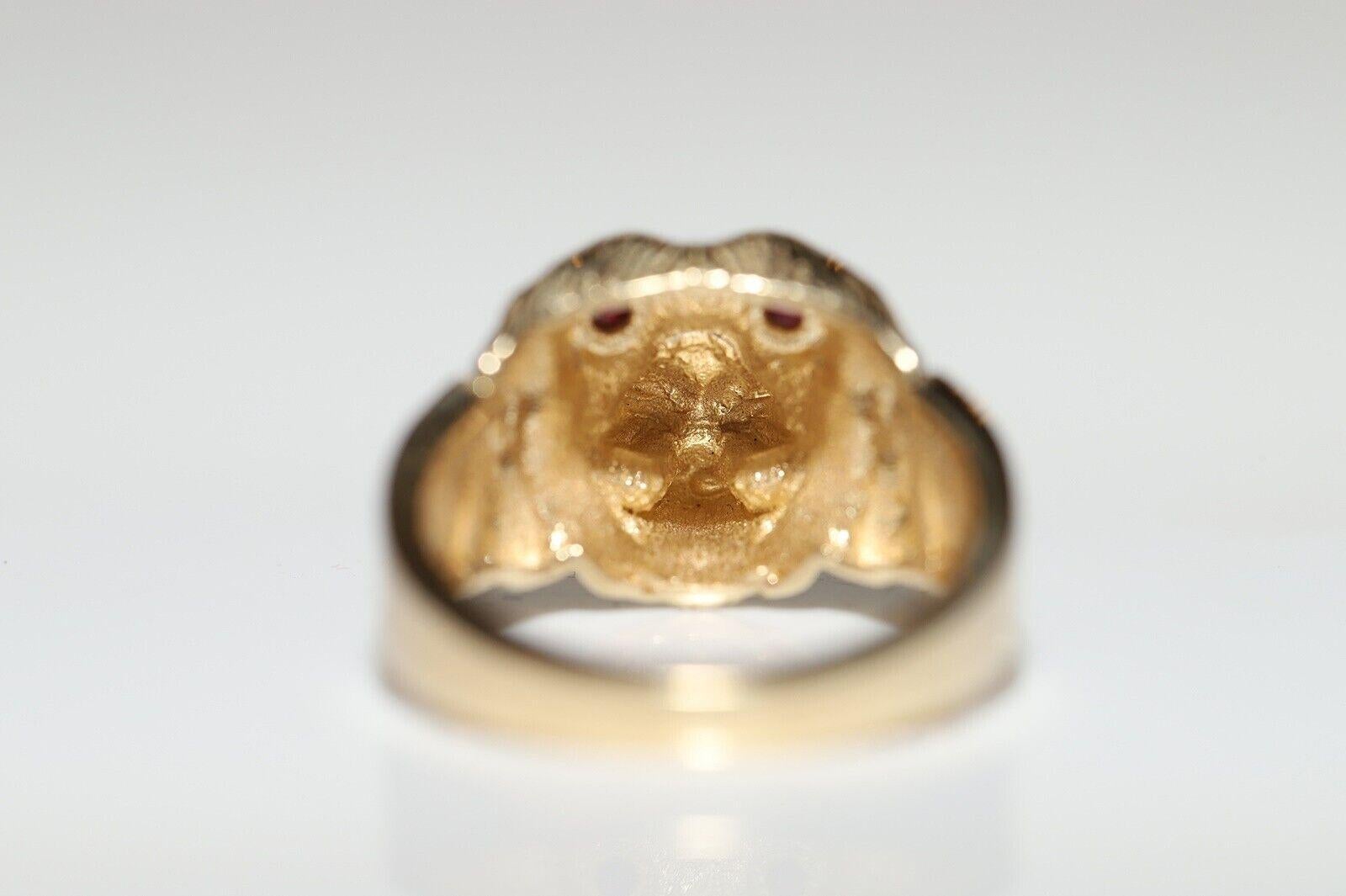 14k Gold New Made Natural Cabochon Cut Ruby Decorated Dog Style Ring For Sale 5
