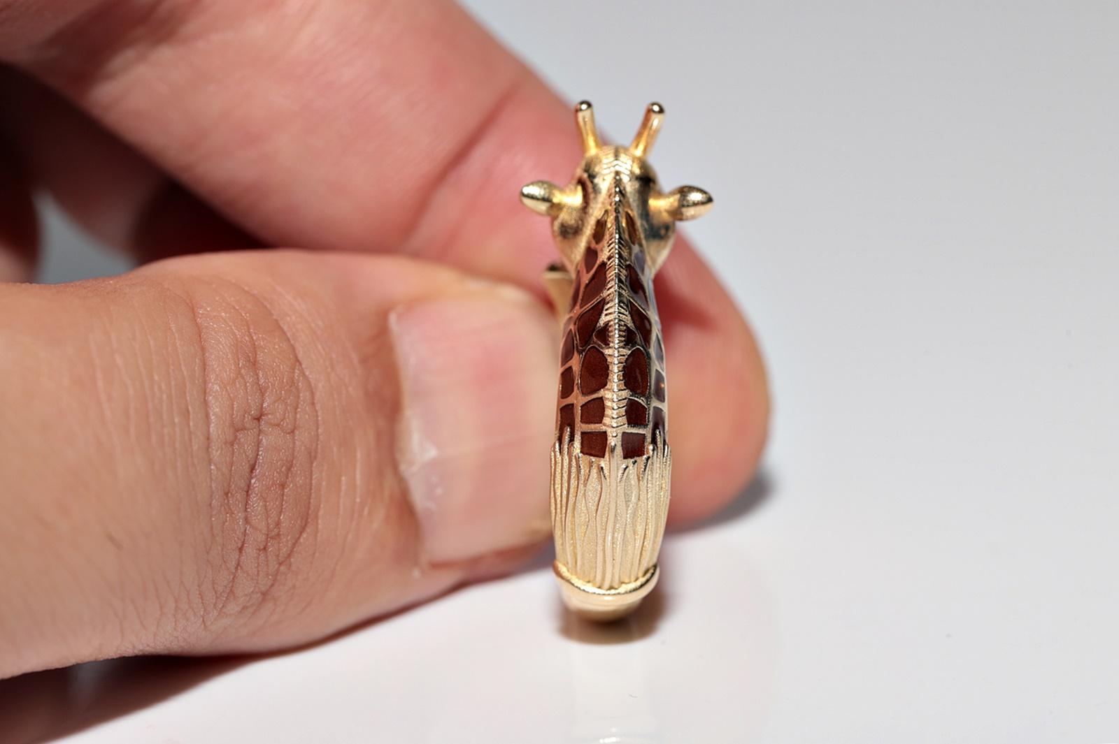 Anello Giraffa decorato con diamanti naturali e smalto, in oro 14k, di nuova fabbricazione in vendita 12