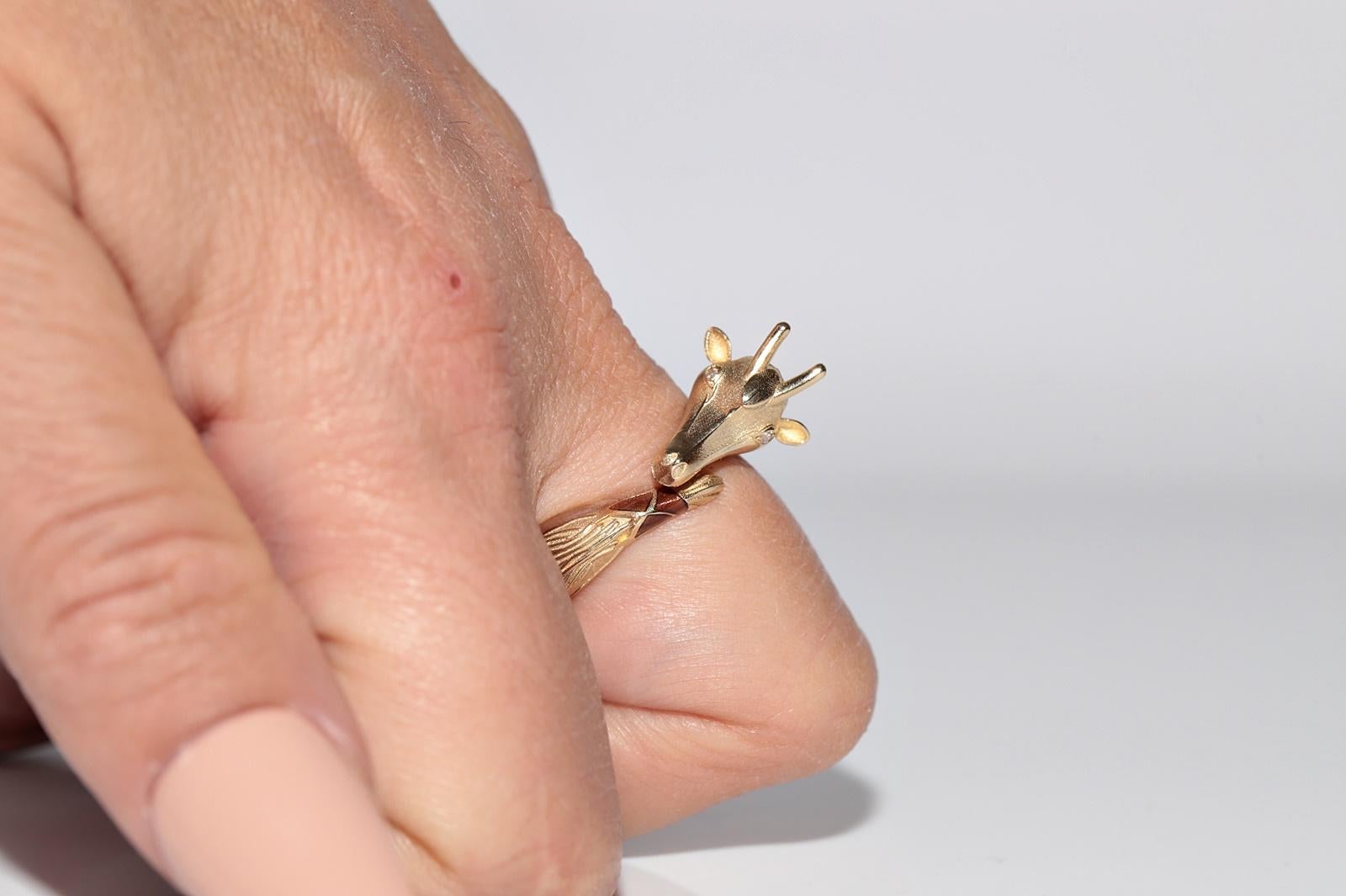 Anello Giraffa decorato con diamanti naturali e smalto, in oro 14k, di nuova fabbricazione In condizioni Nuovo in vendita a Fatih/İstanbul, 34