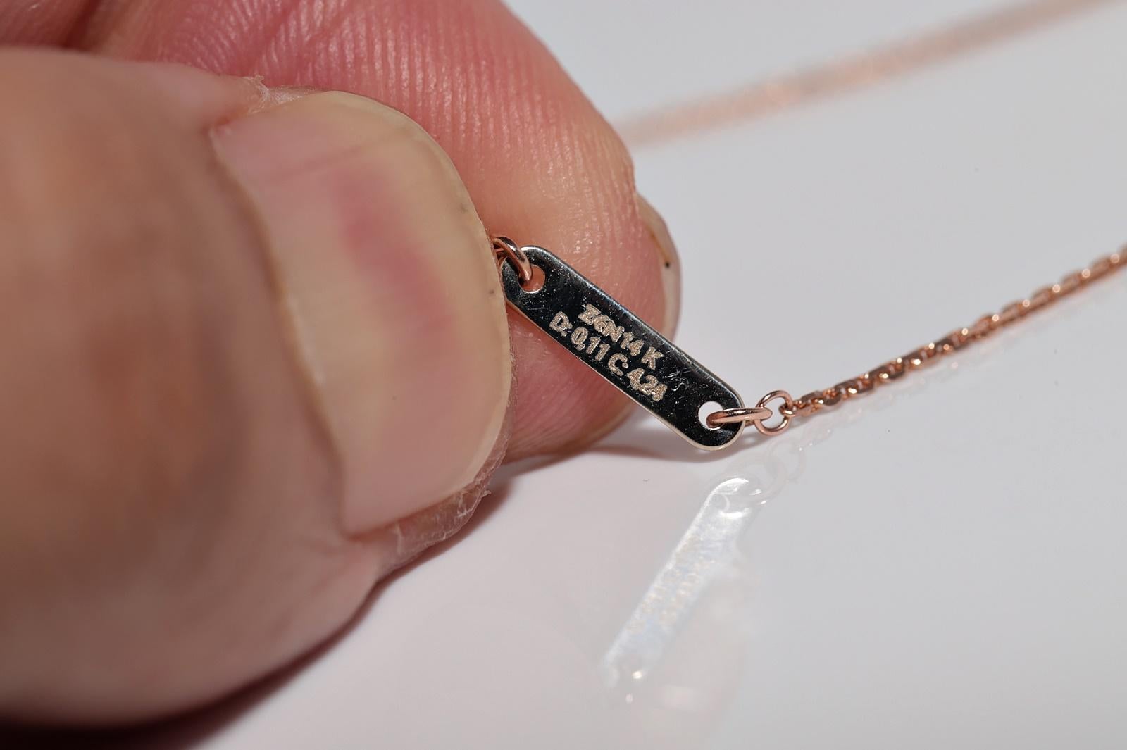 Collier en or 14k New Made avec pendentif en diamant naturel et turquoise de taille ovale en vente 8