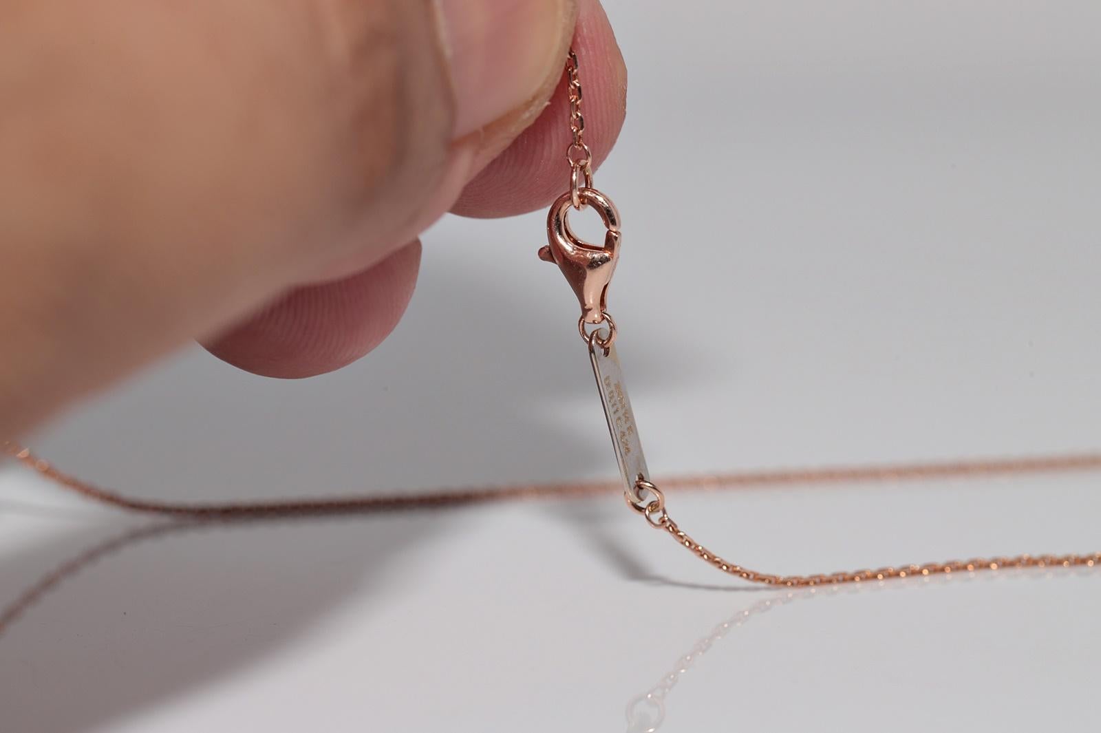 Collier en or 14k New Made avec pendentif en diamant naturel et turquoise de taille ovale en vente 9