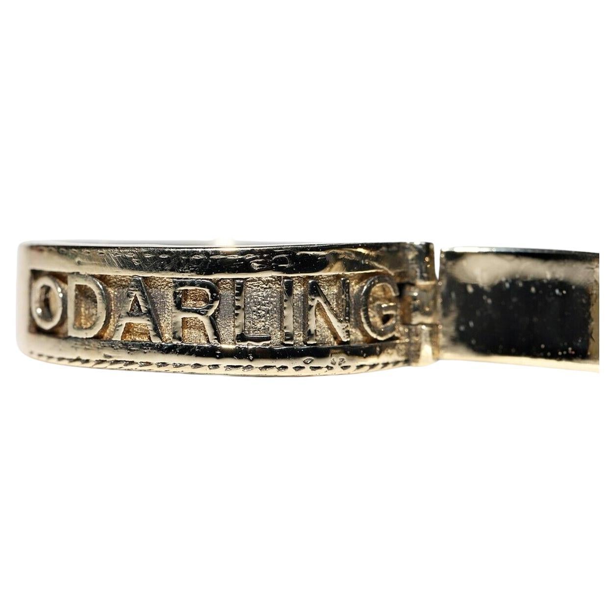 14k Gold New Made Natural Diamond Decorated Darling Written Ring  For Sale