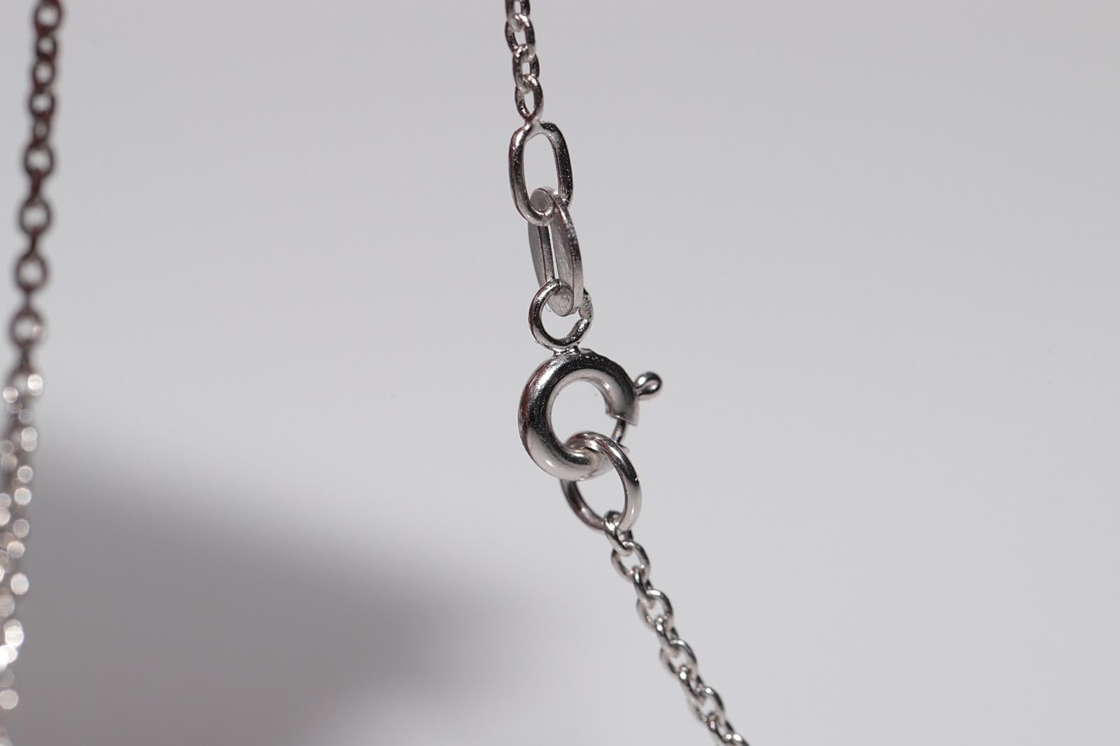 Collana con ciondolo a goccia decorato con diamanti naturali in oro 14k New Made in vendita 5