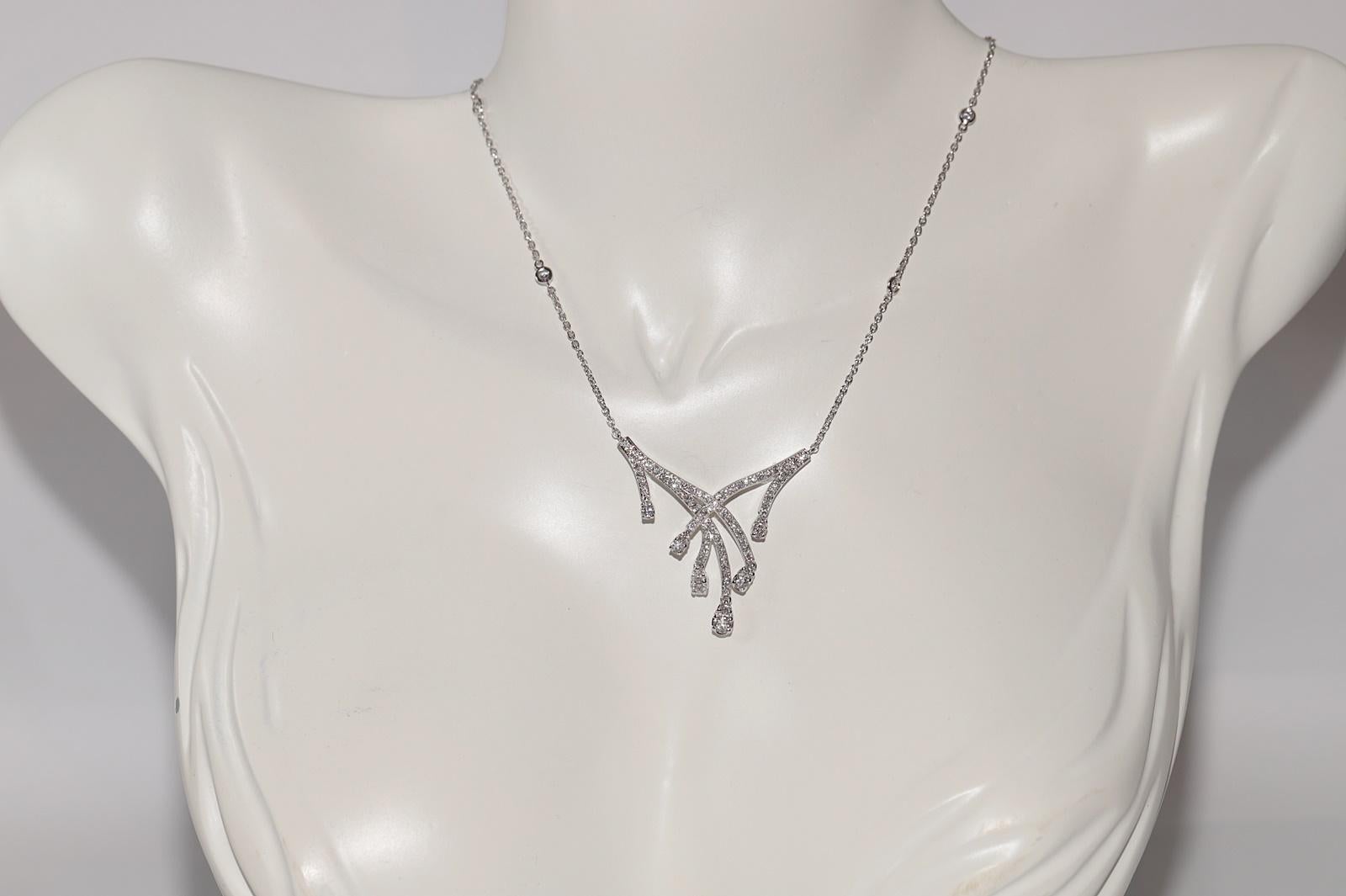Moderno Collana con ciondolo a goccia decorato con diamanti naturali in oro 14k New Made in vendita