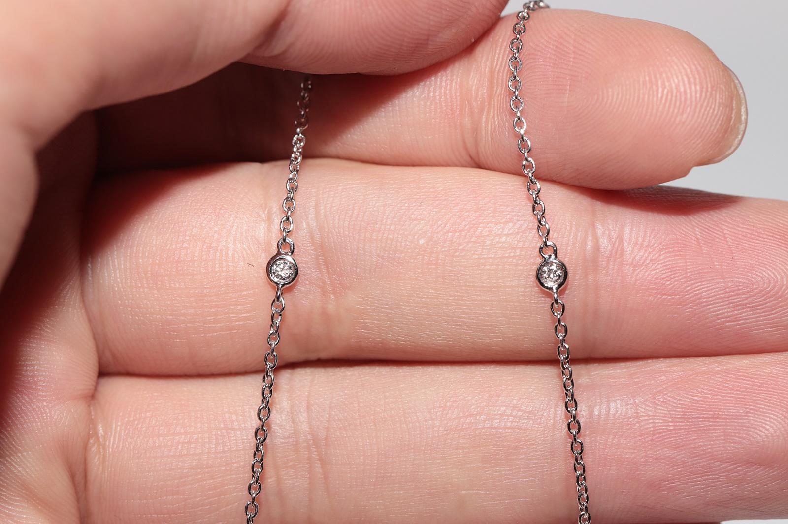 Collana con ciondolo a goccia decorato con diamanti naturali in oro 14k New Made in vendita 2