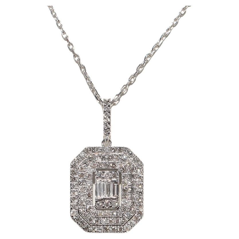 Collier à pendentif en or 14k New Made Natural Diamond Decorated