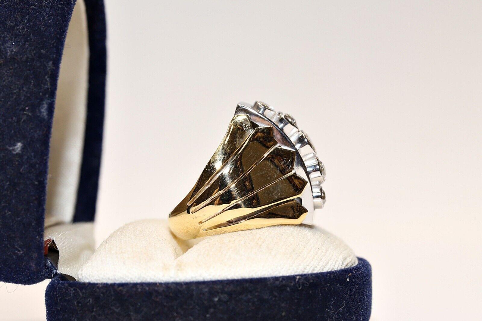 14k Gold New made Natural Diamond Decorated Tank Ring  In New Condition For Sale In Fatih/İstanbul, 34