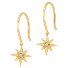 Dower & Hall - Boucles d'oreilles pendantes en or 14k avec diamants North Star