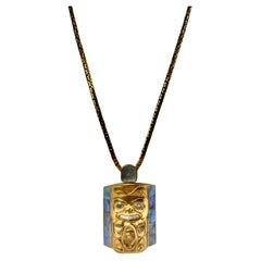 14K Gold Northwest Coast Totem Pendant with Opal and Abalone Inlay 14K Gold Northwest Coast Totem Pendant with Opal and Abalone Inlay