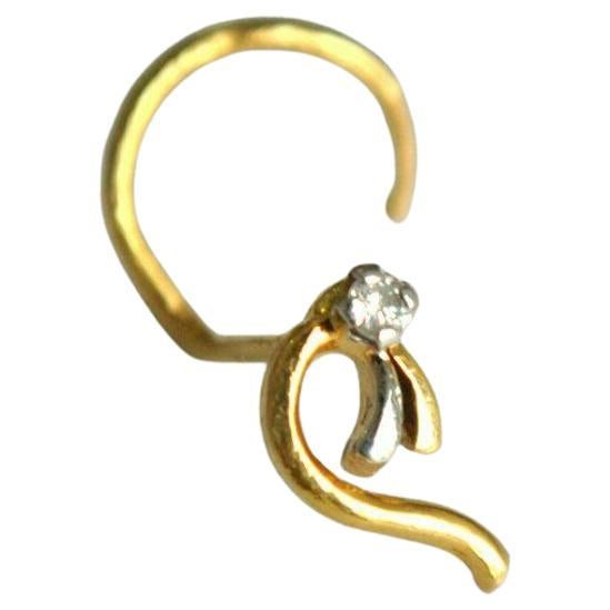 14k Gold Nose Piercing Natural Diamond Body Piercing Jewelry Birthday Gift.