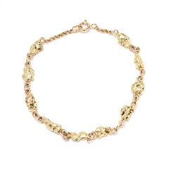 14k Gold Nugget Bracelet, 18k Yellow Gold Chain, Length 7.13 Inches, Stackable