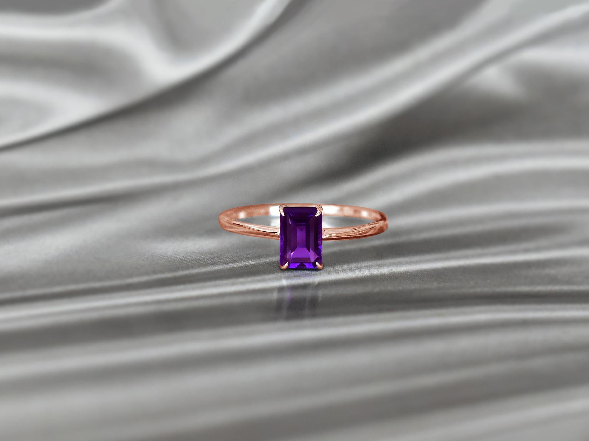 in vendita:  Anello con gemma ottagonale in oro 14k 7x5 mm Anello con pietra di nascita Anello impilabile 2