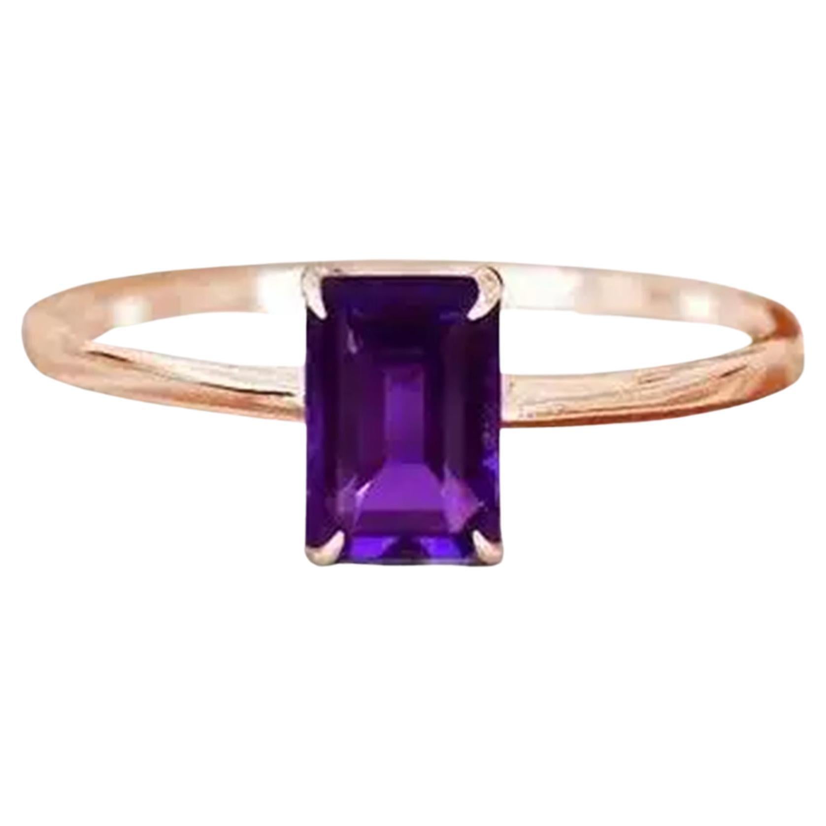 For Sale:  14k Gold Octagon 7x5 mm Octagon Gemstone Ring Birthstone Ring Stackable Ring