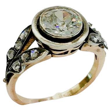 Alter Minenschliff Diamant Solitare Gold Ring 1