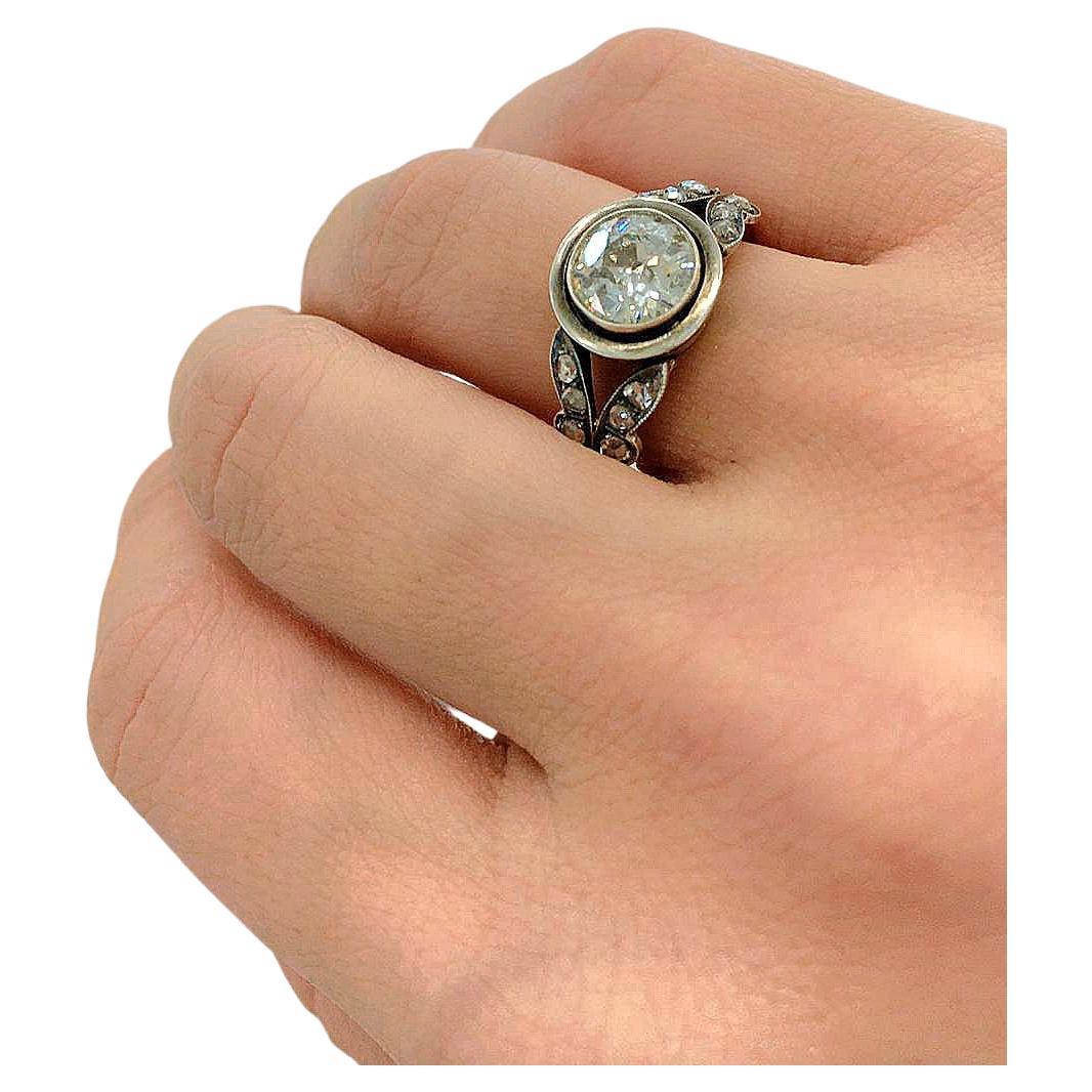 Alter Minenschliff Diamant Solitare Gold Ring 3