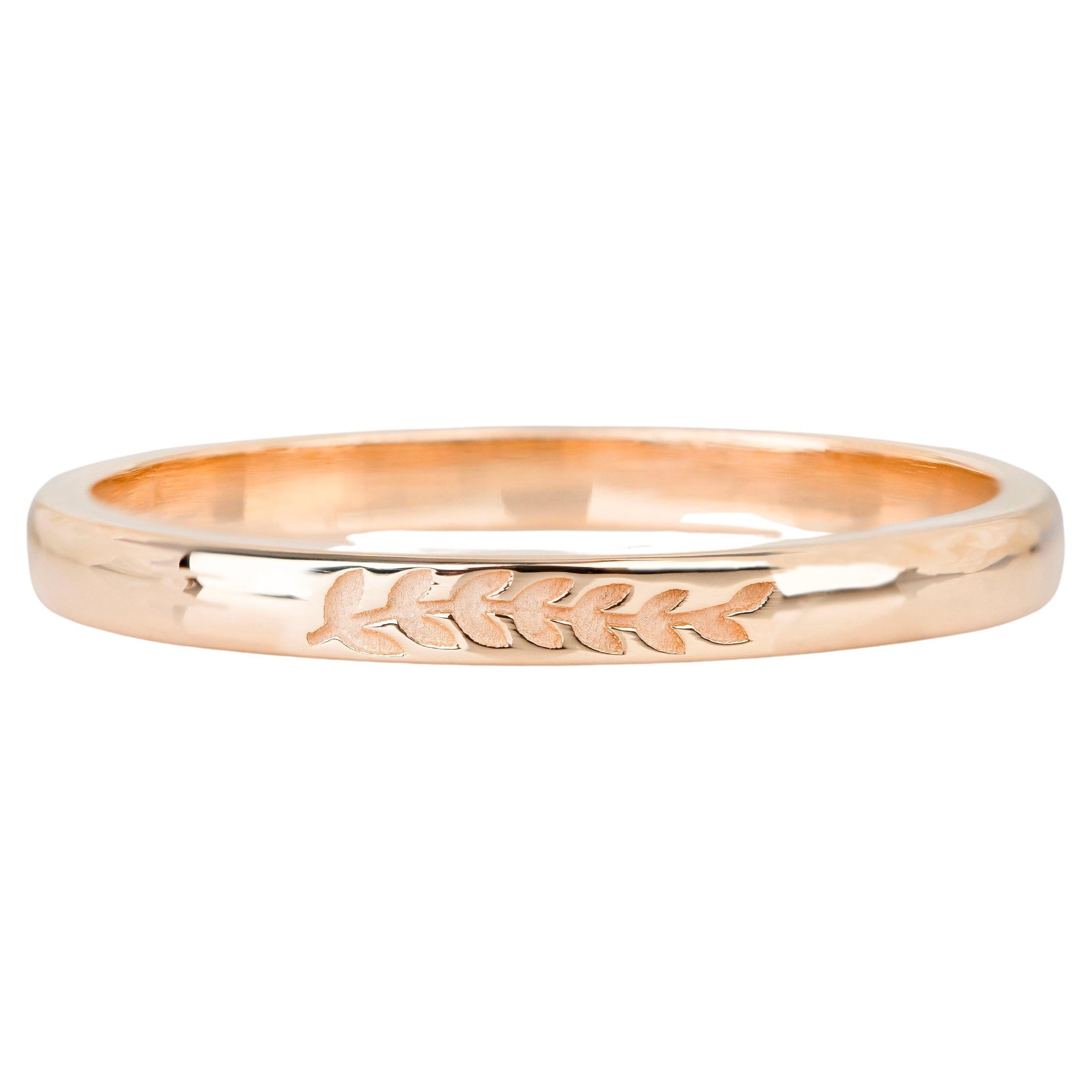 Anello nuziale Botanica Olive in oro 14K - Eleganza del design floreale della Botanica