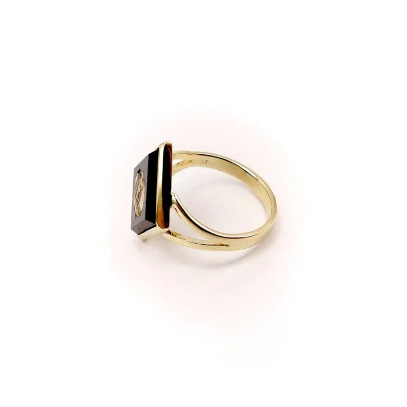 14K Gold Onyx Grand Tour Micro Mosaic Ring In Good Condition For Sale In Venice, CA