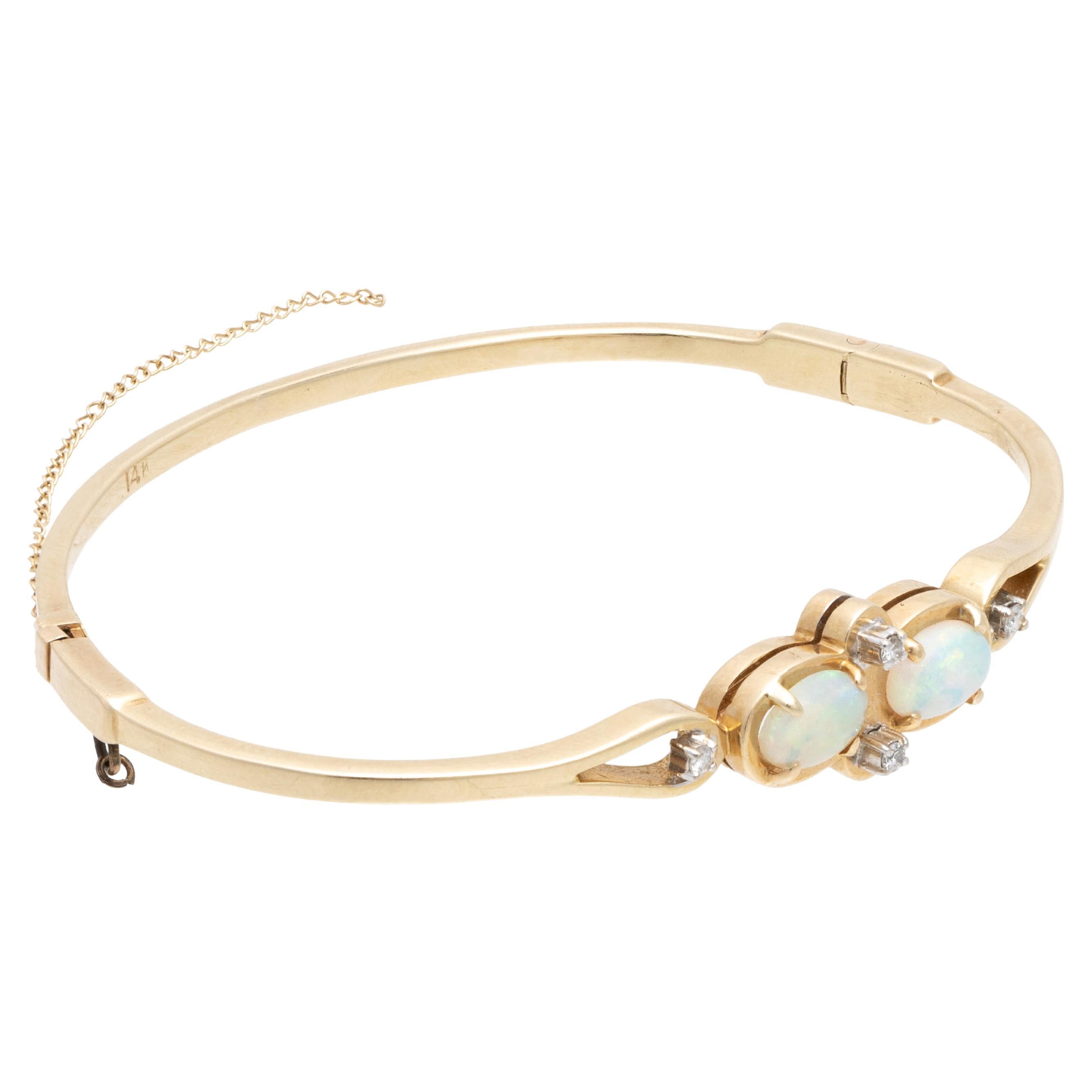 14k Gold Opal and Crystal Bracelet