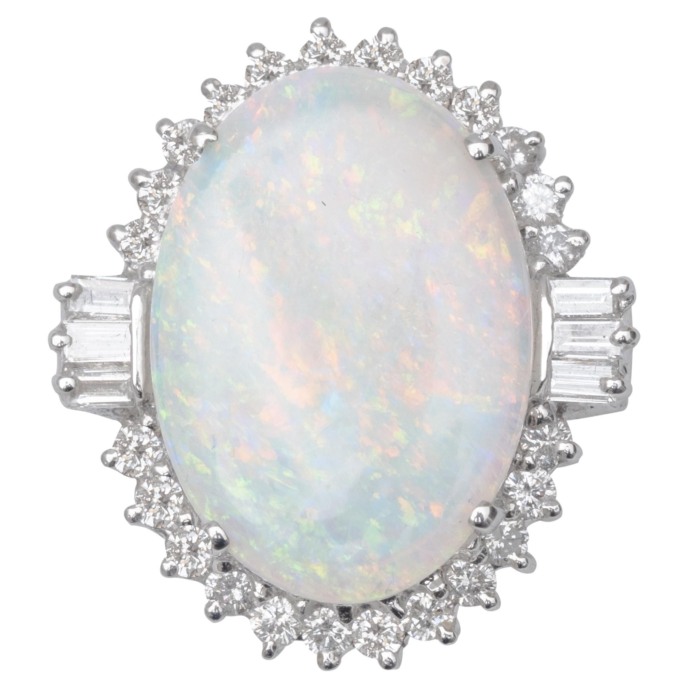 14k Gold Opal Diamond Halo Statement Ring with Appraisal Letter