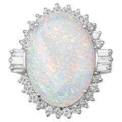 14k Gold Opal Diamond Halo Statement Ring with Appraisal Letter