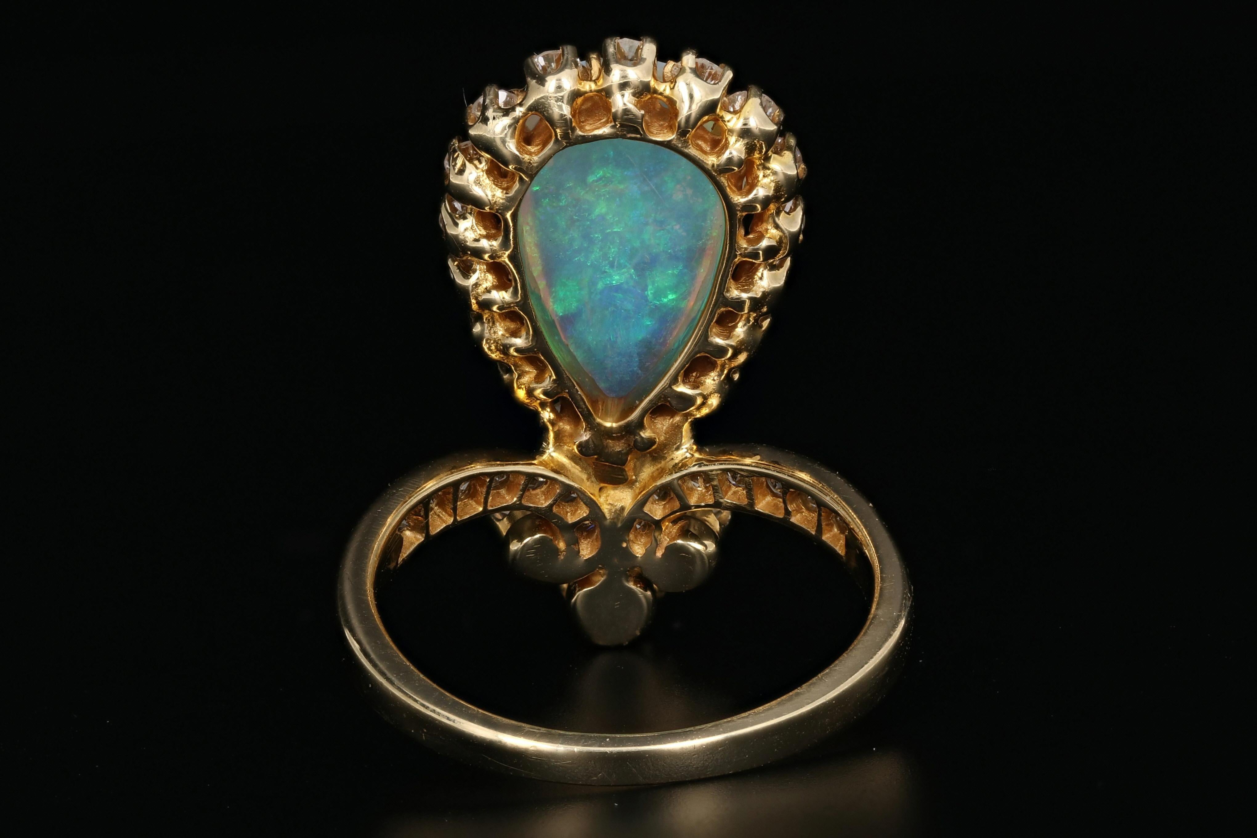 14 Karat Gold Opal and Diamond Tiara Ring 1