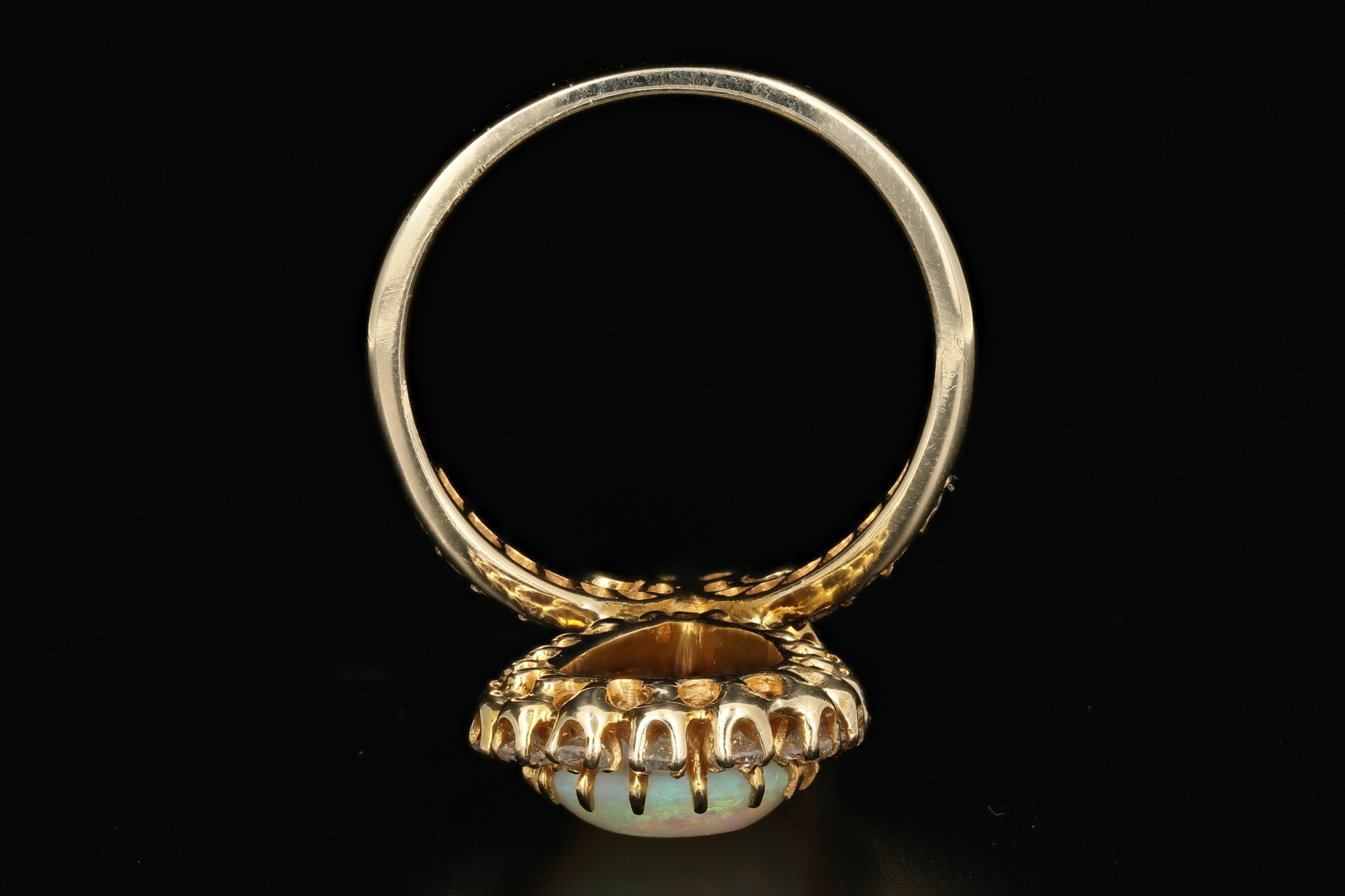 14 Karat Gold Opal and Diamond Tiara Ring 2