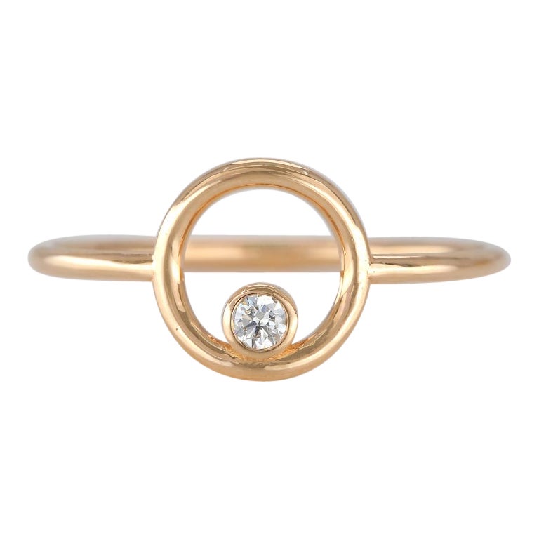 14K Gold Offener Kreisring mit Diamant, 14K Gold 0,05 Karat Diamant Karma-Ring ()