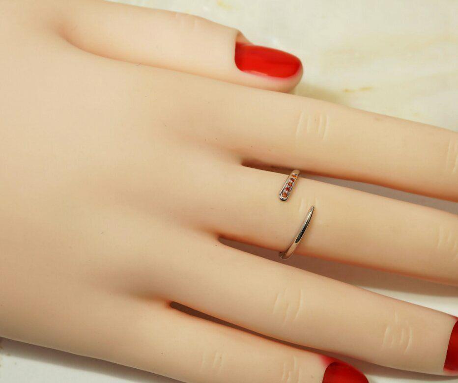 14k Gold Open Cuff Ring Stackable Garnet Ring Engagement Ring Spessartine Garnet For Sale 4