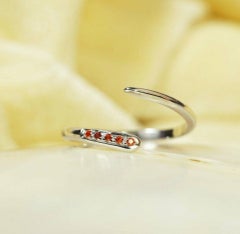 14k Gold Open Cuff Ring Stackable Garnet Ring Engagement Ring Spessartine Garnet