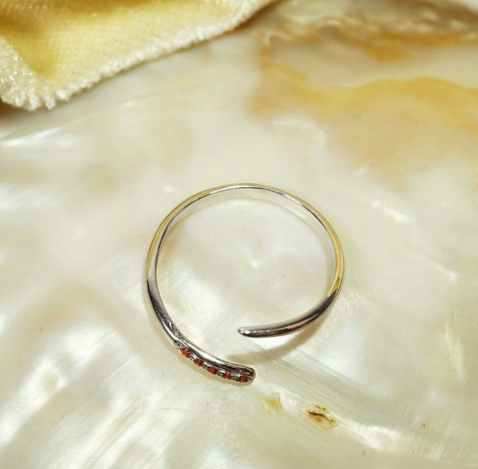 Uncut 14k Gold Open Cuff Ring Stackable Garnet Ring Engagement Ring Spessartine Garnet For Sale