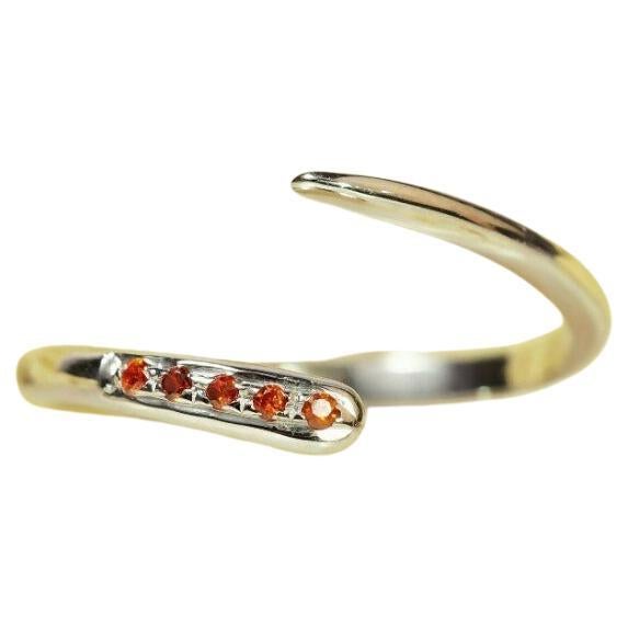 14k Gold Open Cuff Ring Stackable Garnet Ring Engagement Ring Spessartine Garnet